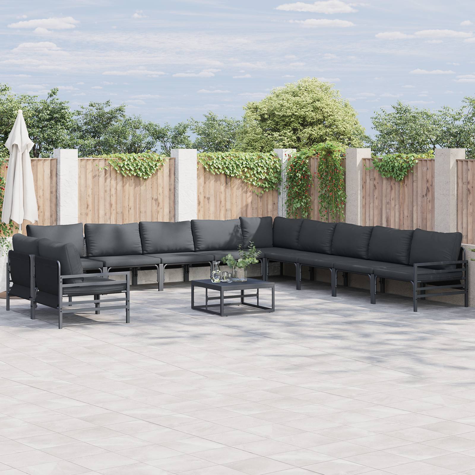 vidaXL Garten-Sofa-Set 11 pcs Anthrazit Stahl