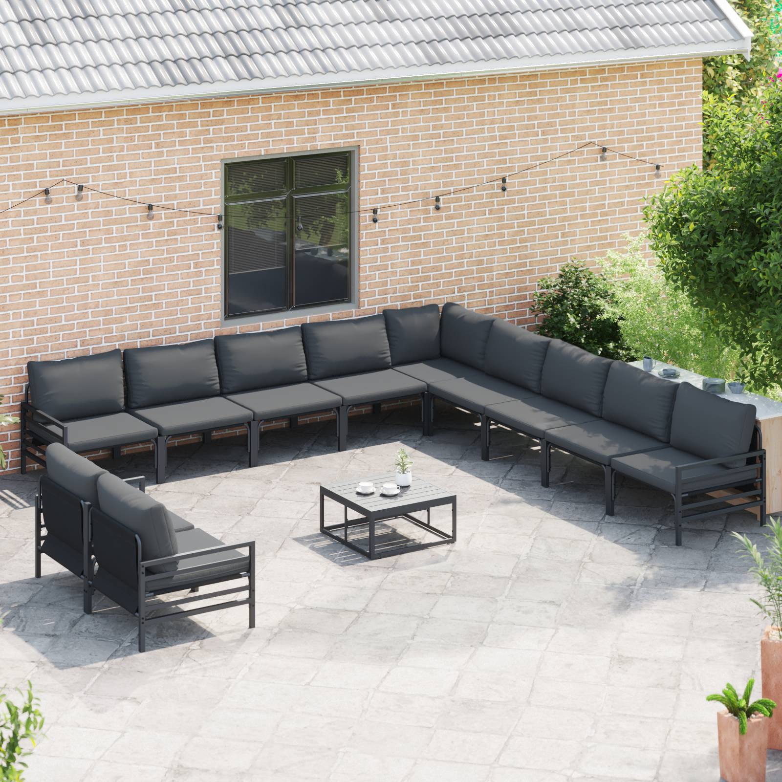 vidaXL Garten-Sofa-Set 11 pcs Anthrazit Stahl