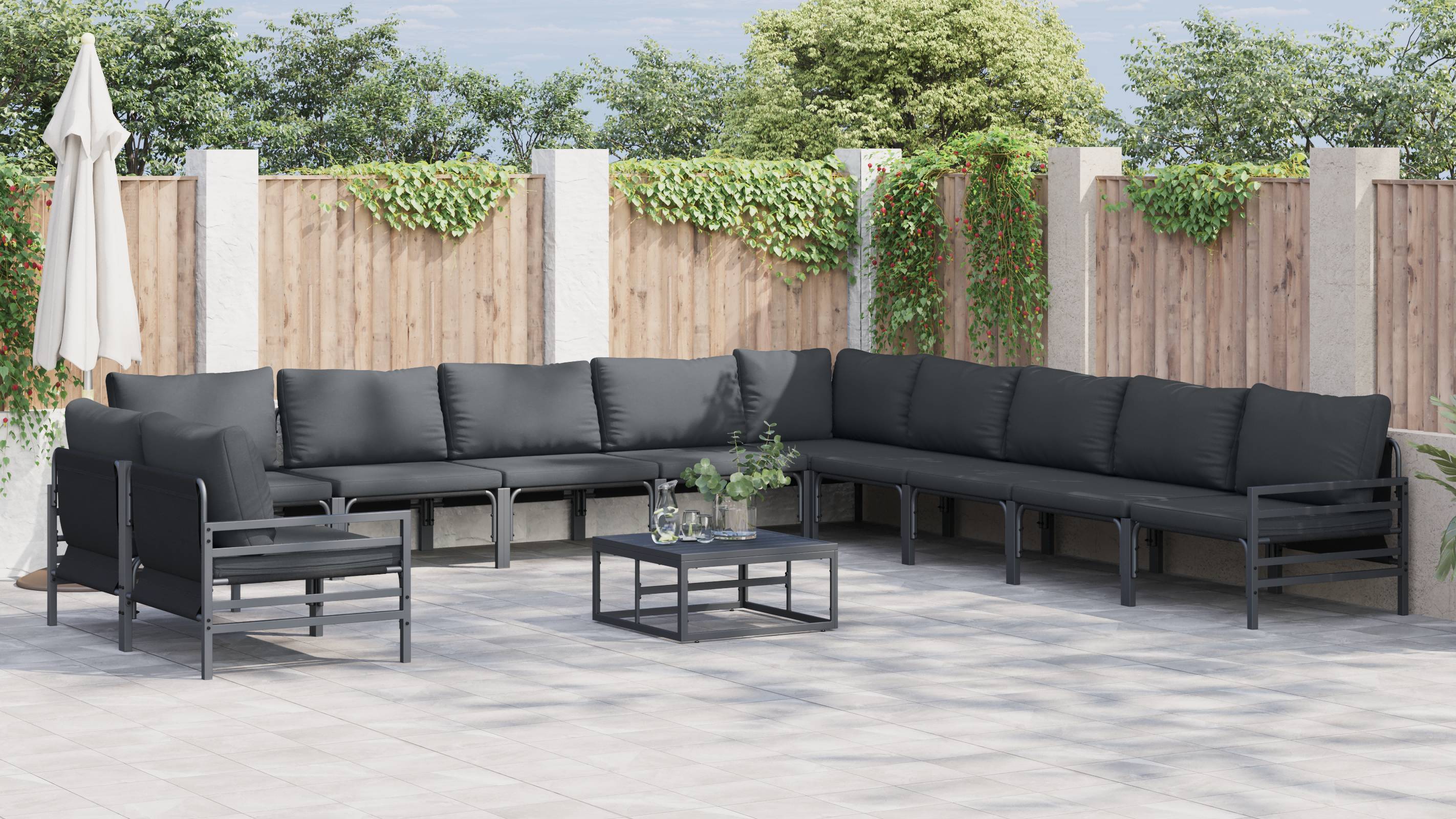vidaXL Garten-Sofa-Set 11 pcs Anthrazit Stahl