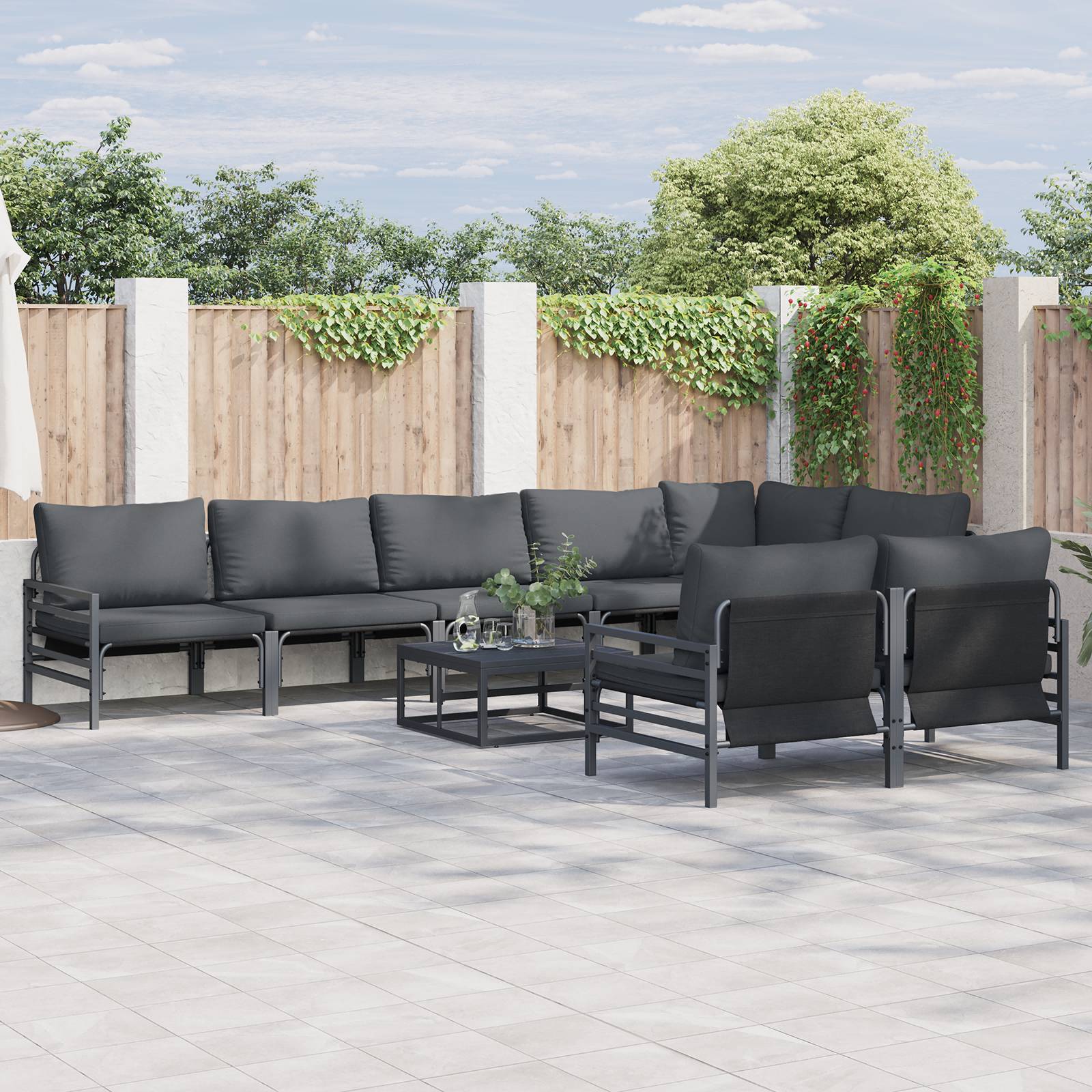 vidaXL Garten-Sofa-Set 9 pcs Anthrazit Stahl