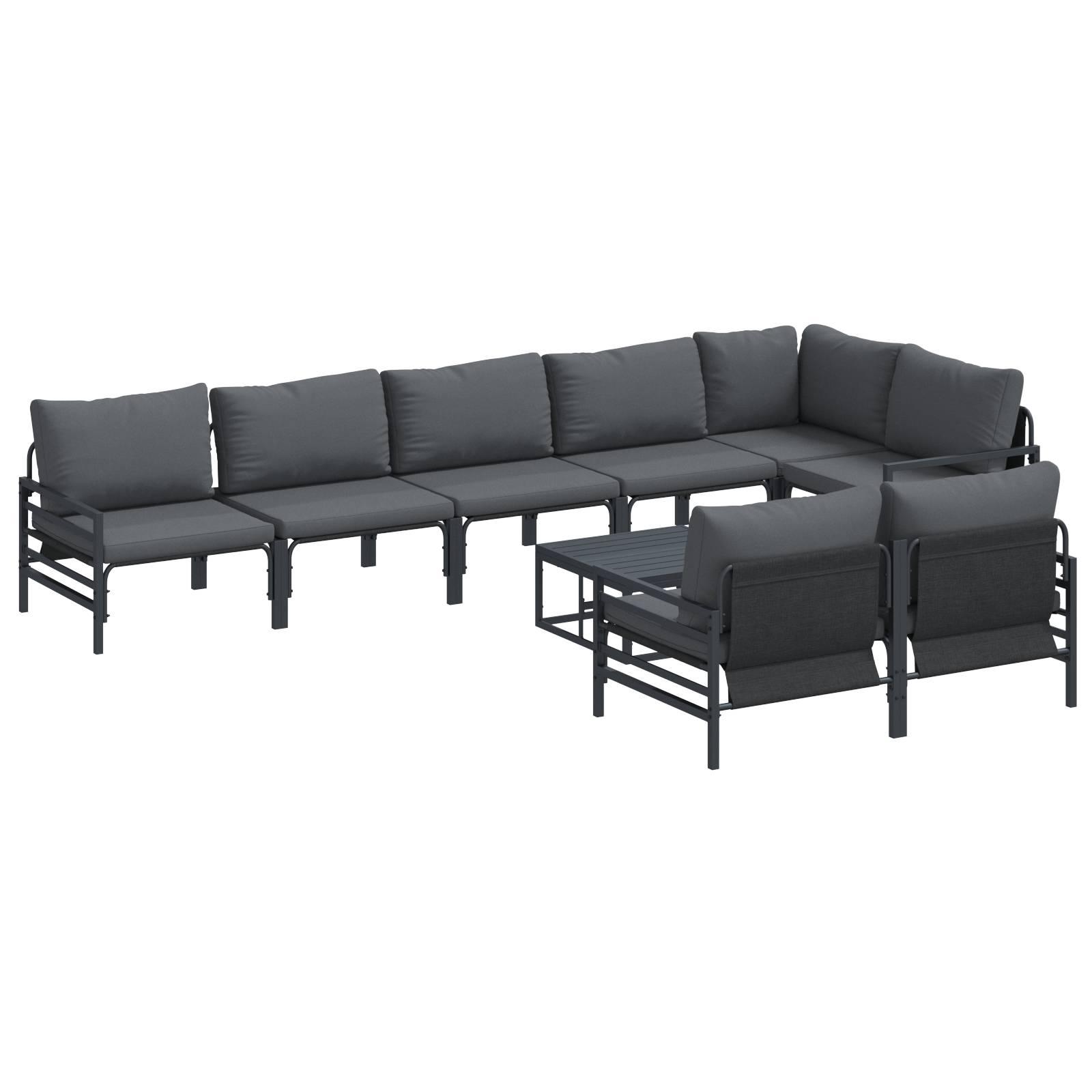 vidaXL Garten-Sofa-Set 9 pcs Anthrazit Stahl