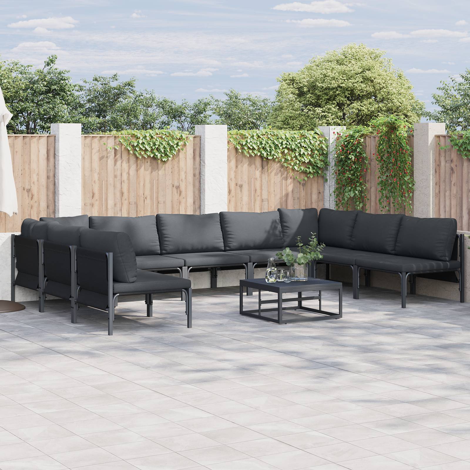 vidaXL Garten-Sofa-Set 9 pcs Anthrazit Stahl