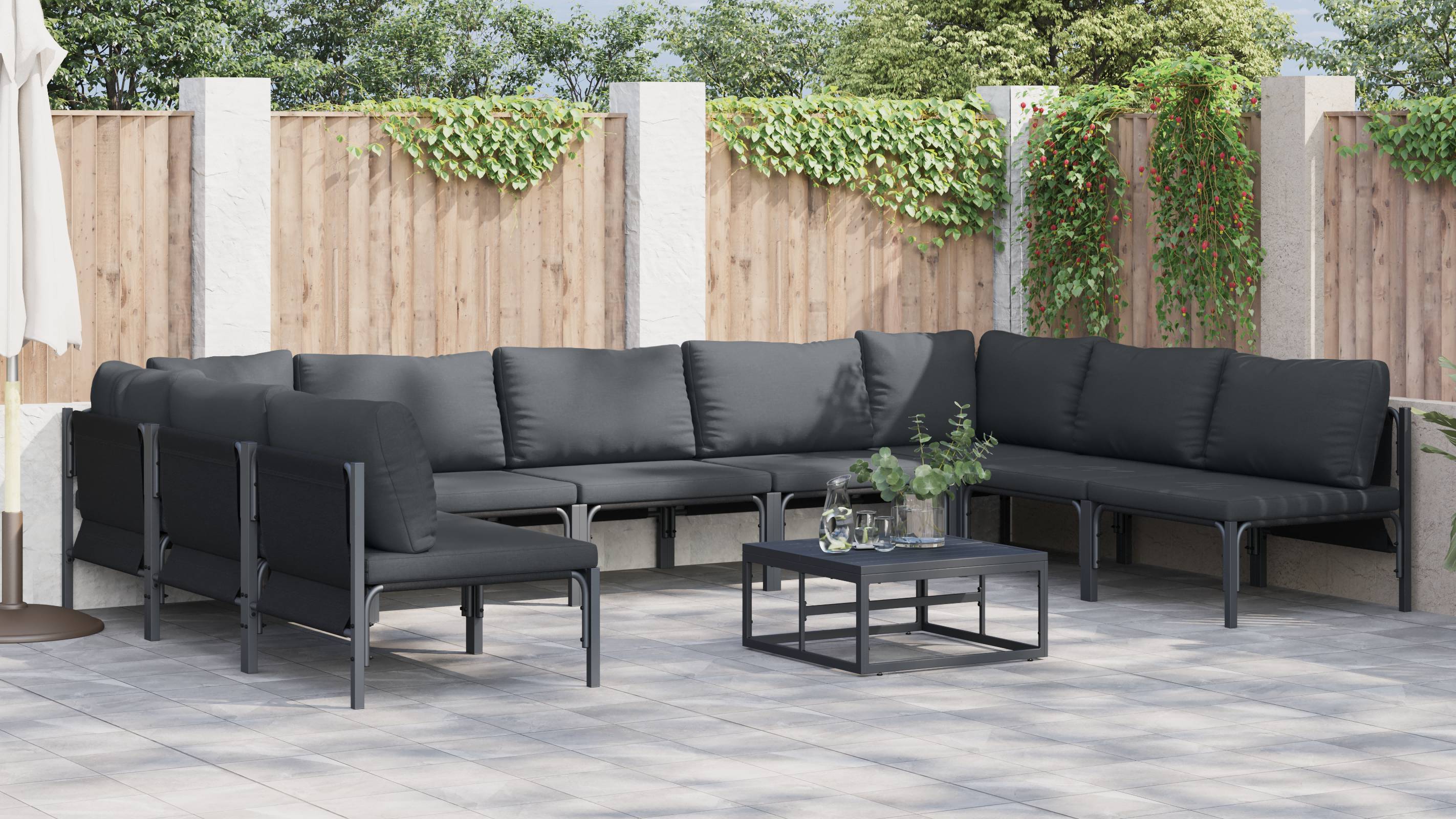 vidaXL Garten-Sofa-Set 9 pcs Anthrazit Stahl