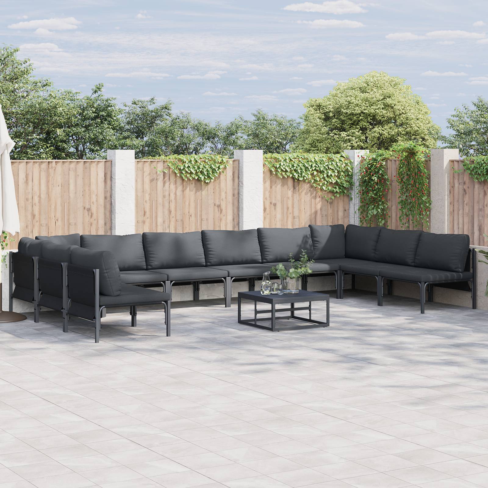 vidaXL Garten-Sofa-Set 10 pcs Anthrazit Stahl