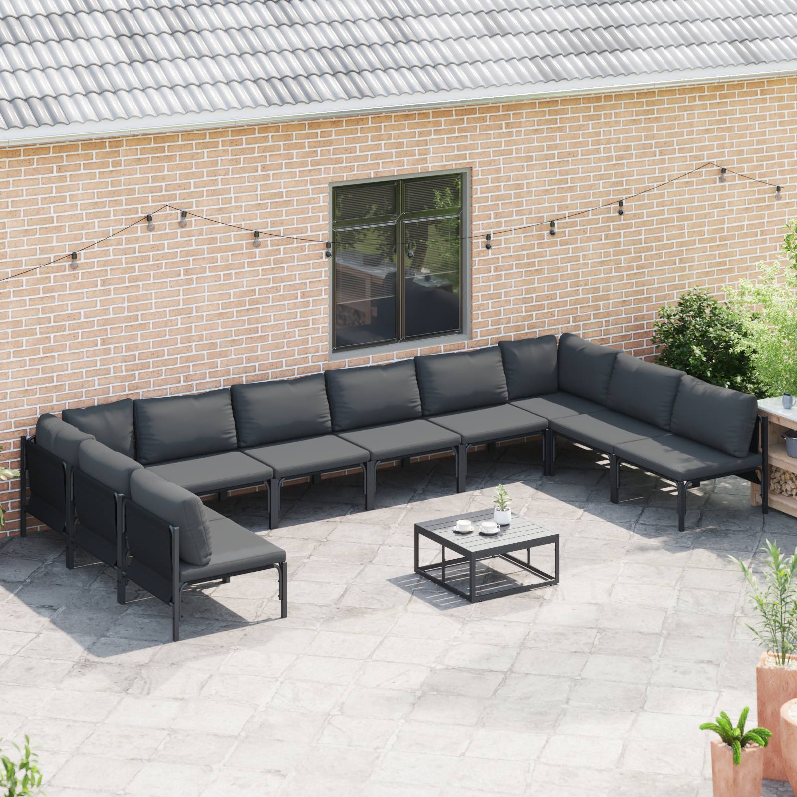 vidaXL Garten-Sofa-Set 11 pcs Anthrazit Stahl