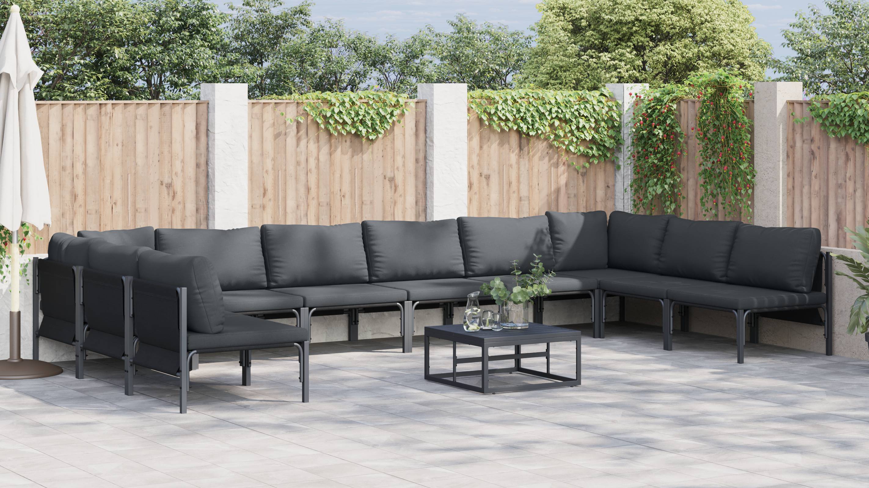 vidaXL Garten-Sofa-Set 10 pcs Anthrazit Stahl