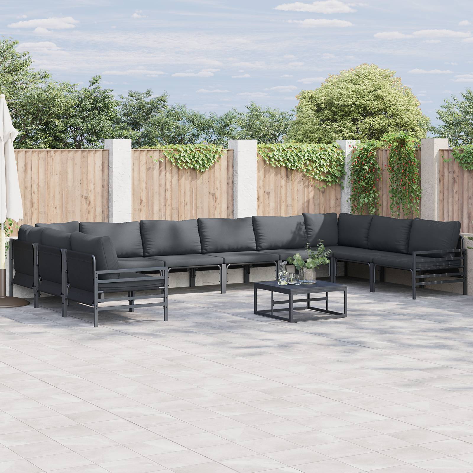 vidaXL Garten-Sofa-Set 10 pcs Anthrazit Stahl