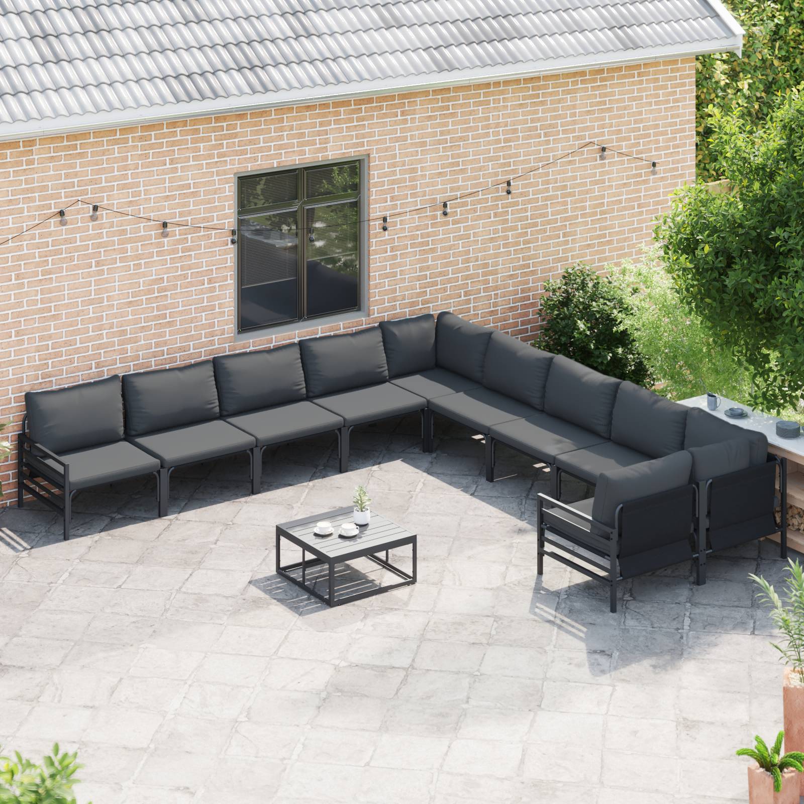 vidaXL Garten-Sofa-Set 11 pcs Anthrazit Stahl