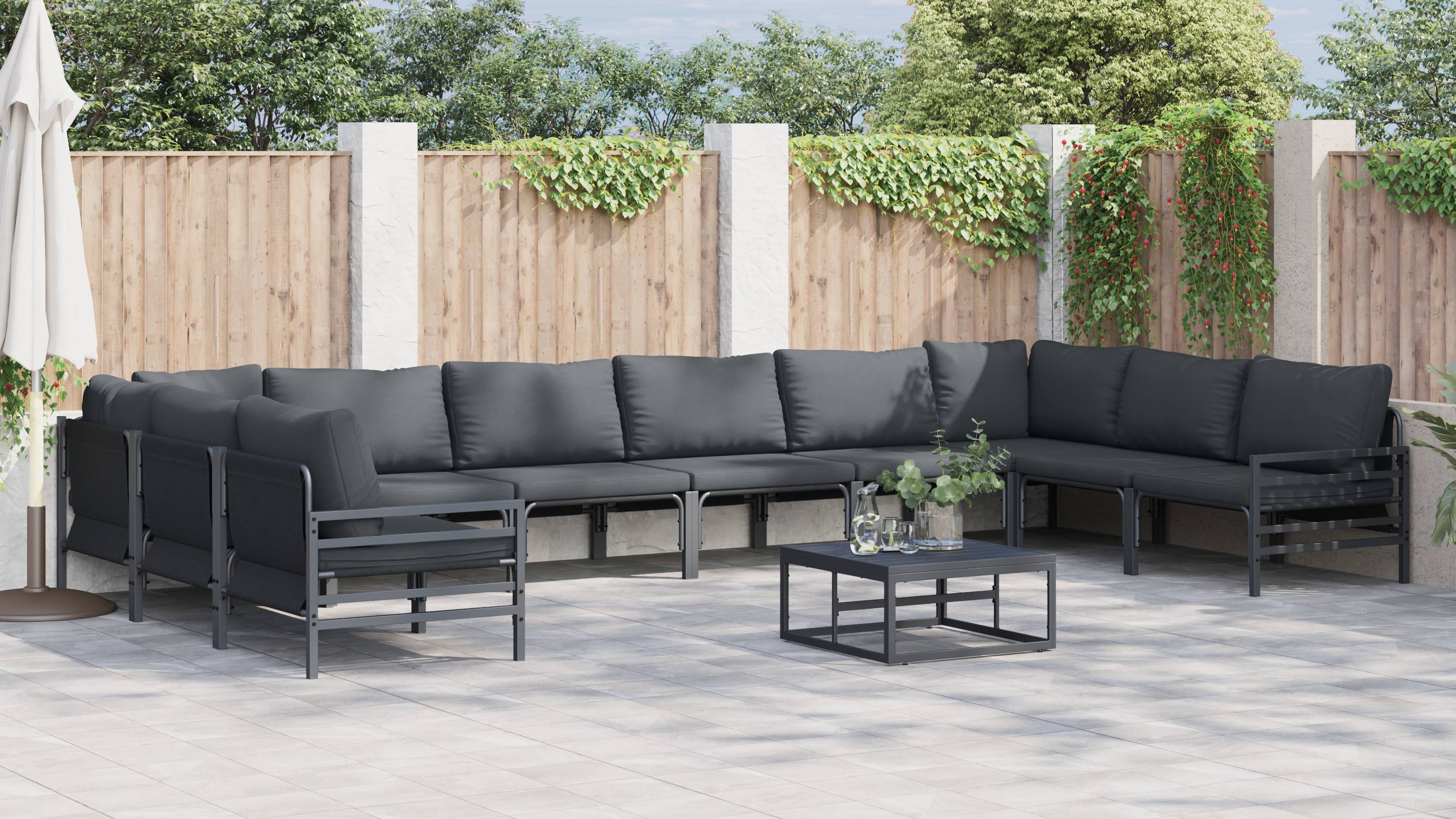 vidaXL Garten-Sofa-Set 11 pcs Anthrazit Stahl