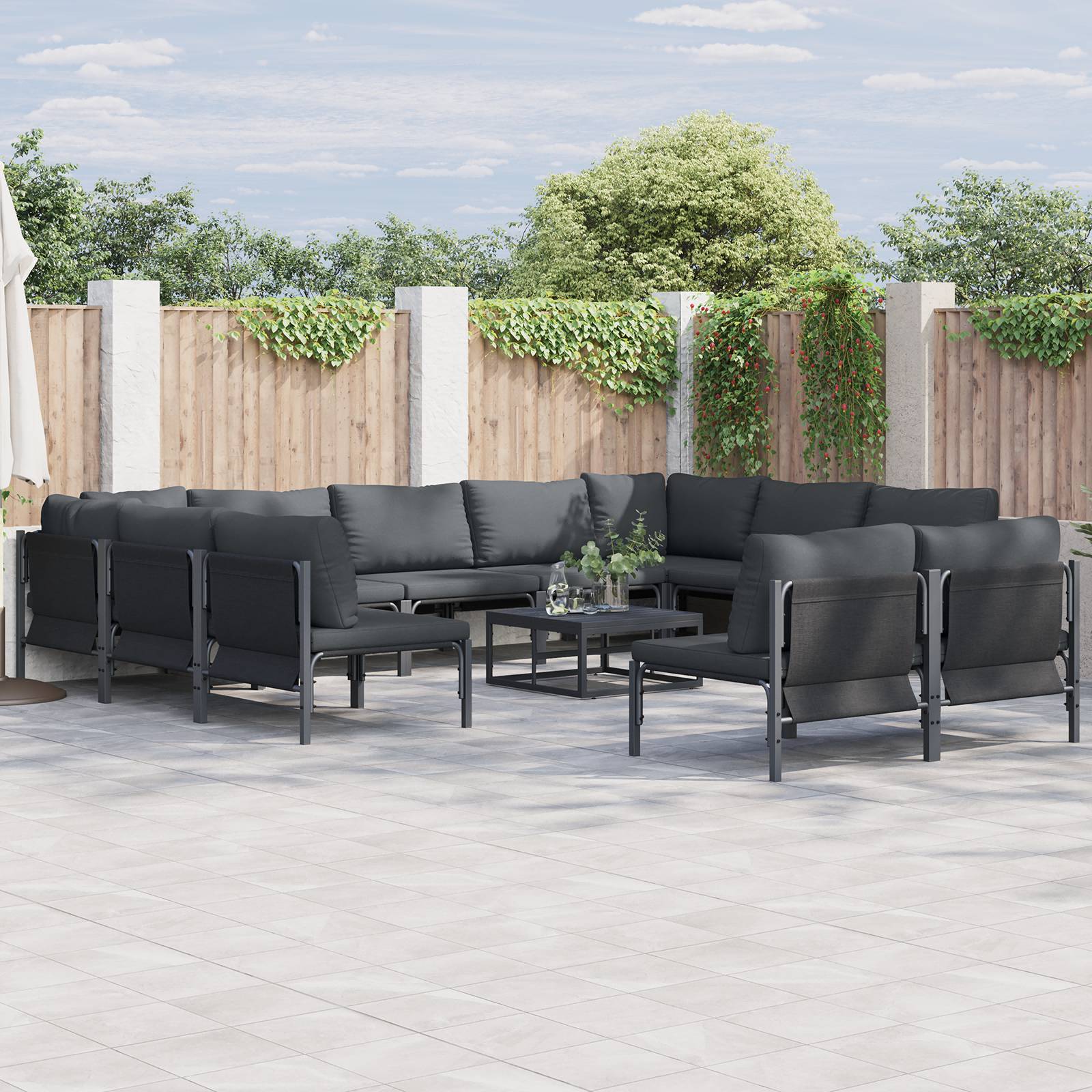 vidaXL Garten-Sofa-Set 12 pcs Anthrazit Stahl
