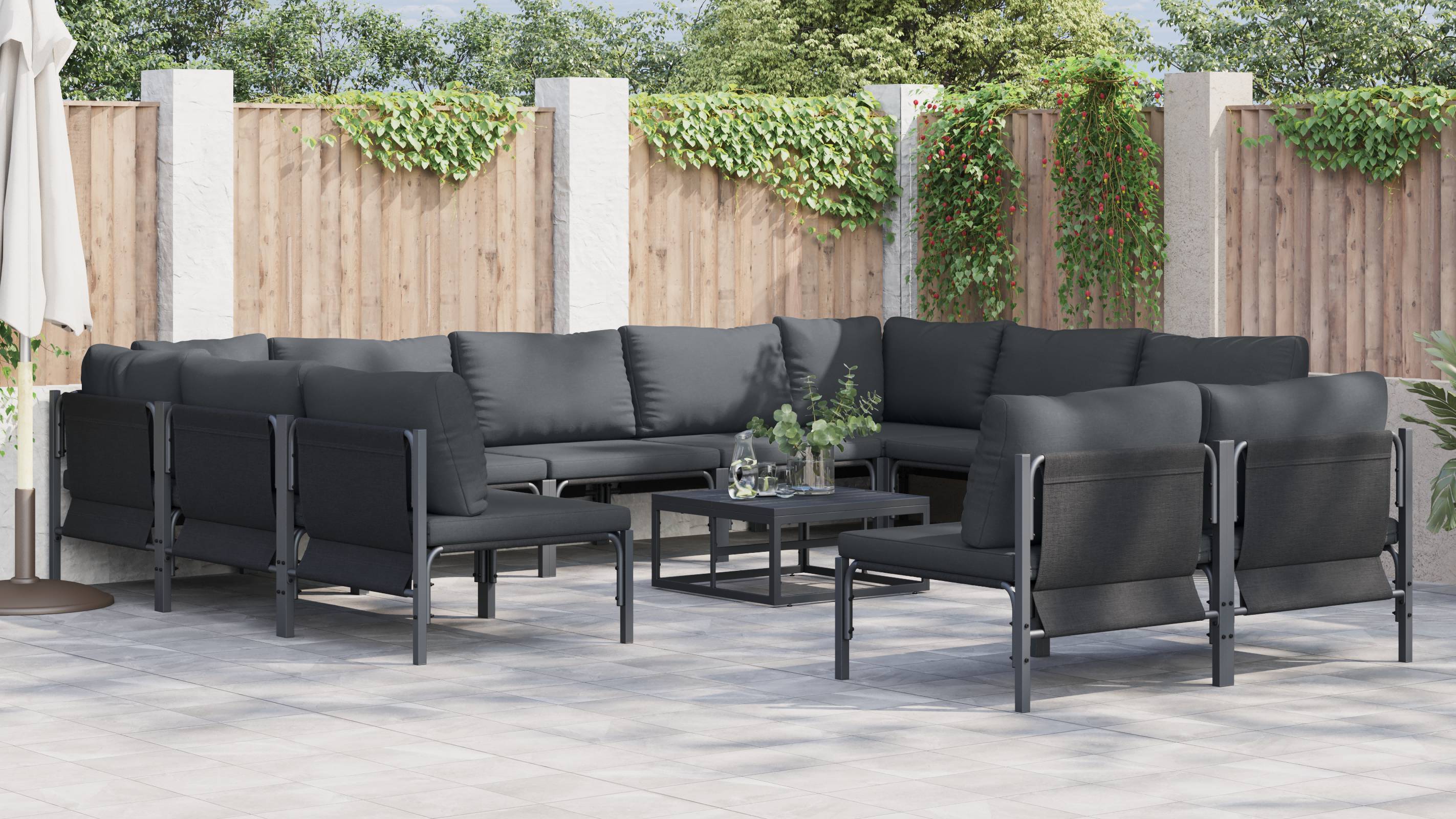 vidaXL Garten-Sofa-Set 12 pcs Anthrazit Stahl