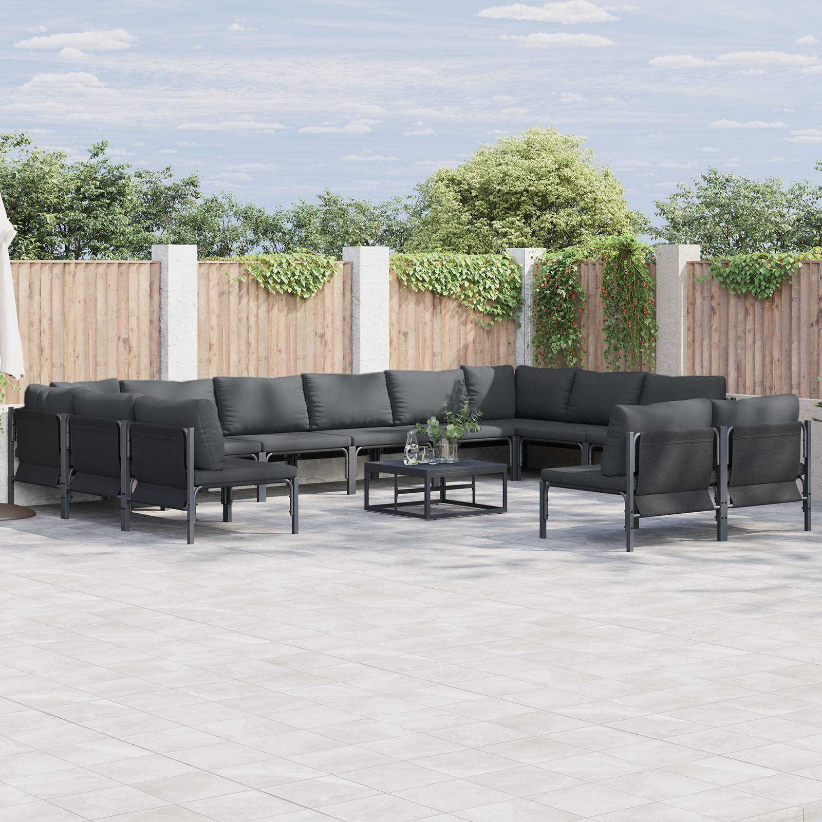 vidaXL Garten-Sofa-Set 13 pcs Anthrazit Stahl