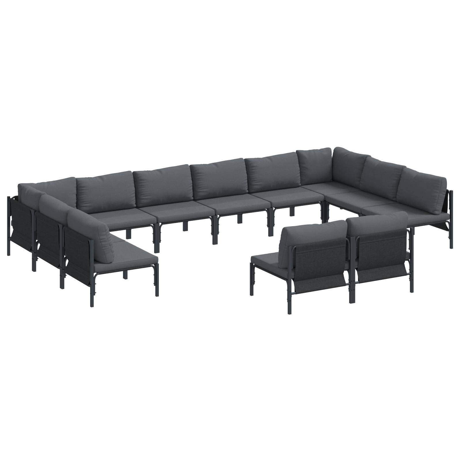 vidaXL Garten-Sofa-Set 12 pcs Anthrazit Stahl