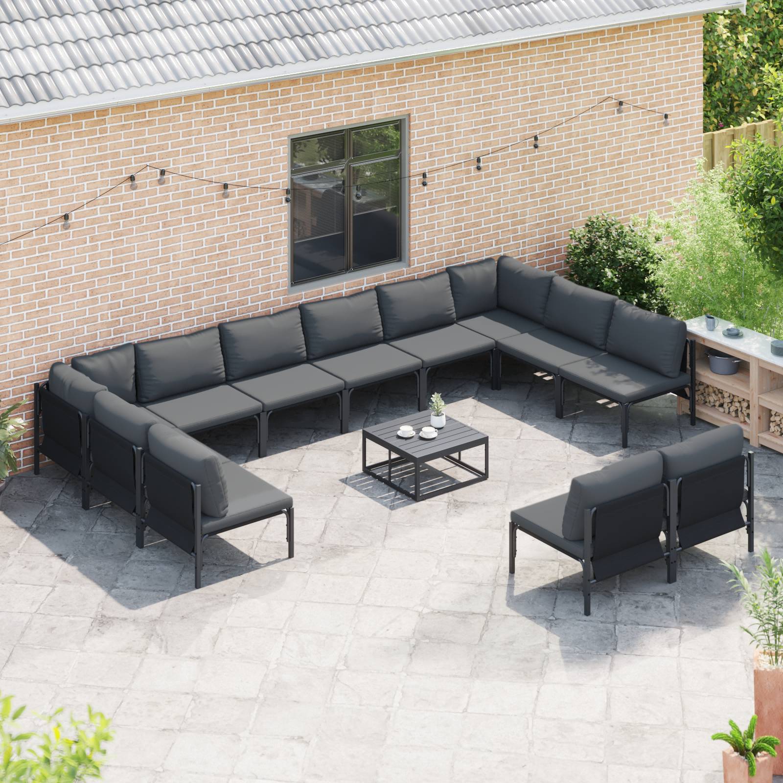 vidaXL Garten-Sofa-Set 13 pcs Anthrazit Stahl