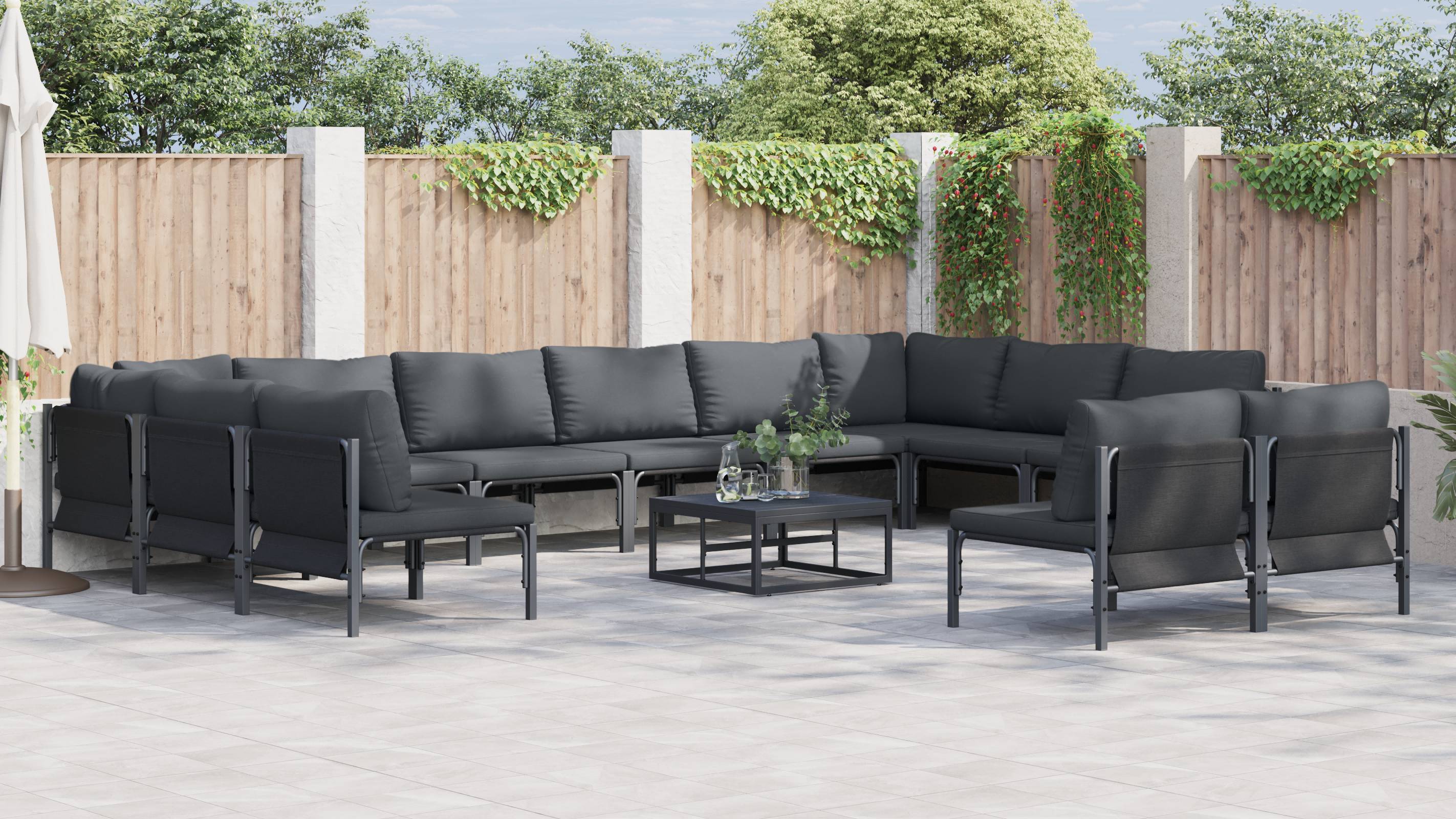 vidaXL Garten-Sofa-Set 13 pcs Anthrazit Stahl