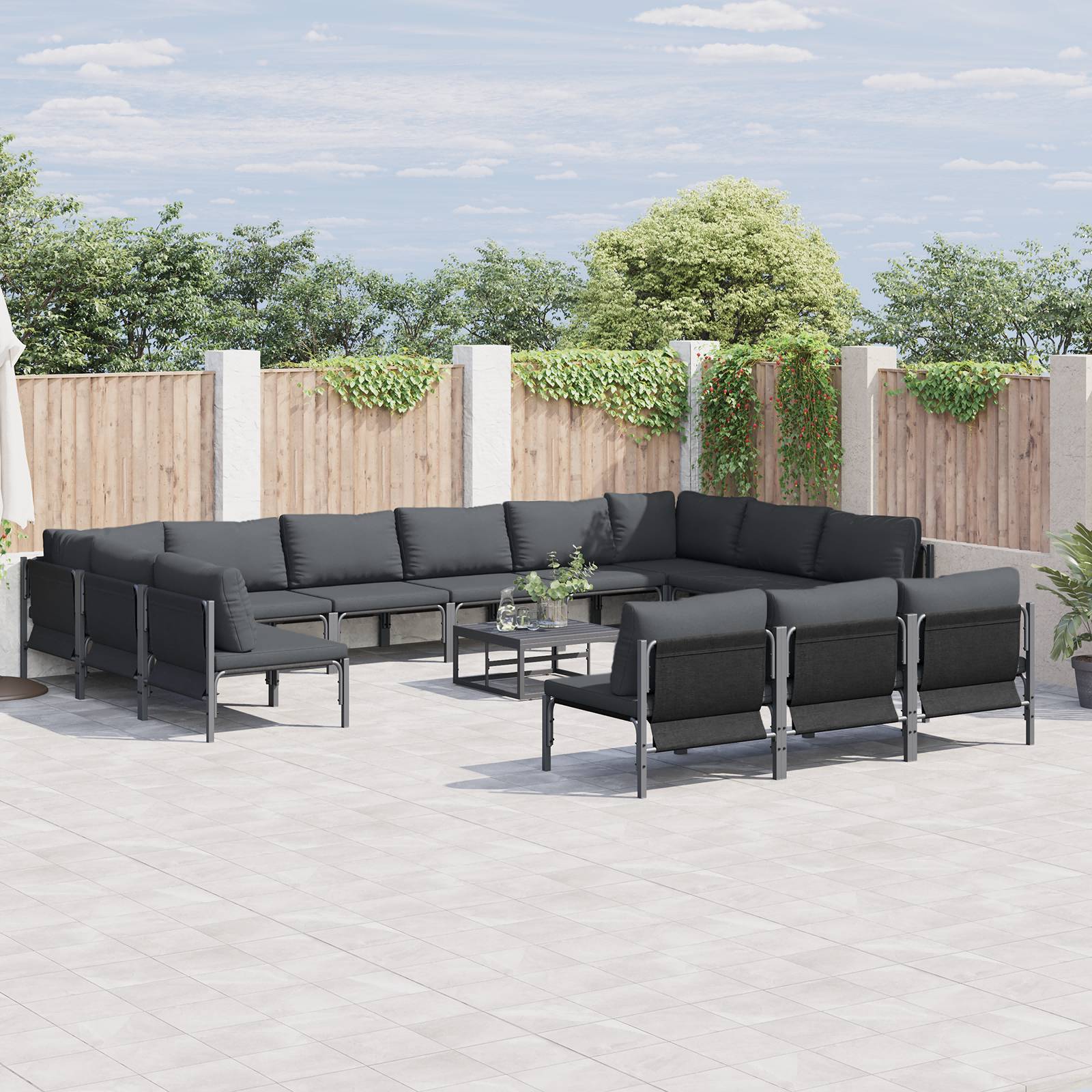 vidaXL Garten-Sofa-Set 13 pcs Anthrazit Stahl