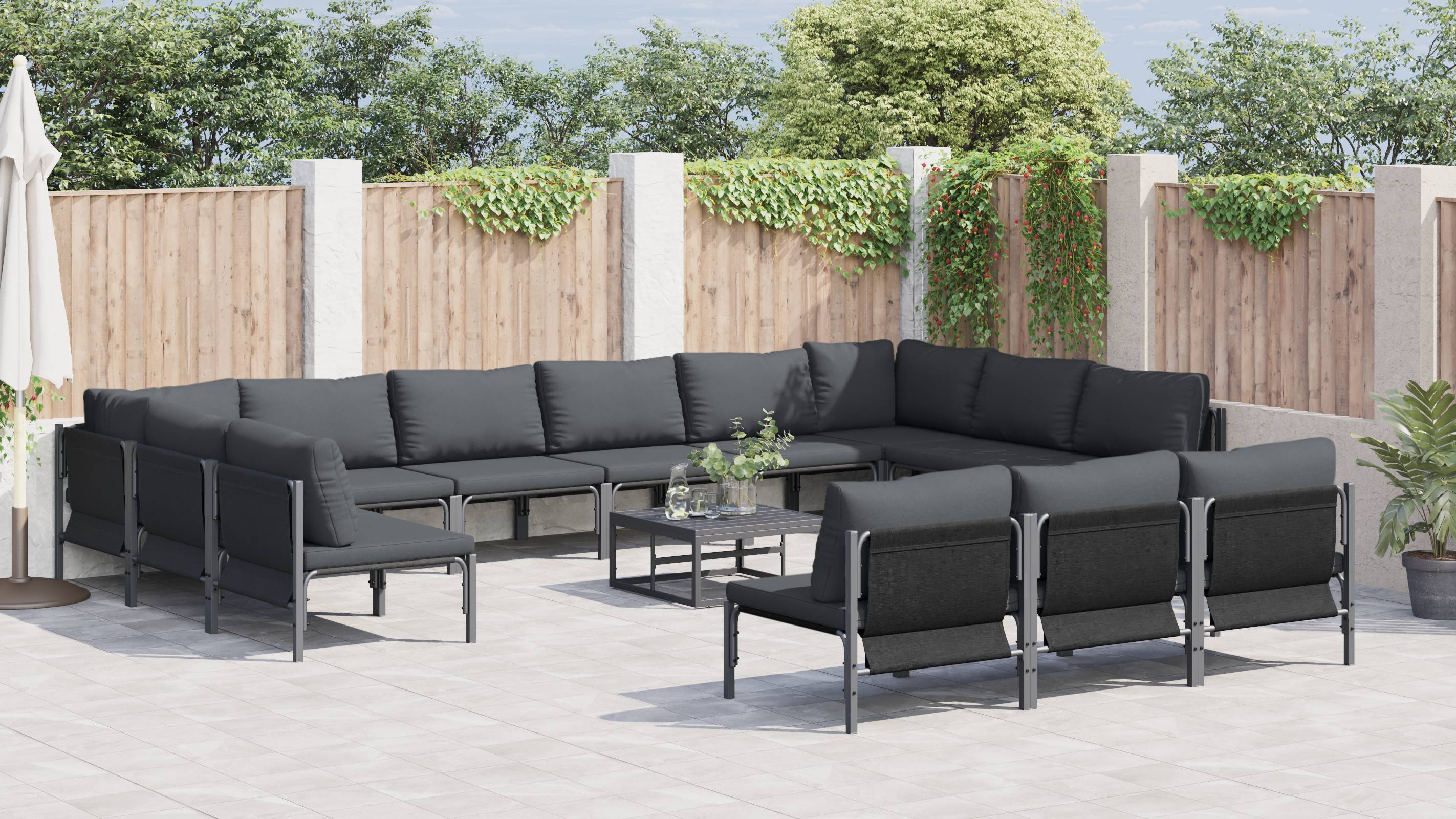 vidaXL Garten-Sofa-Set 13 pcs Anthrazit Stahl