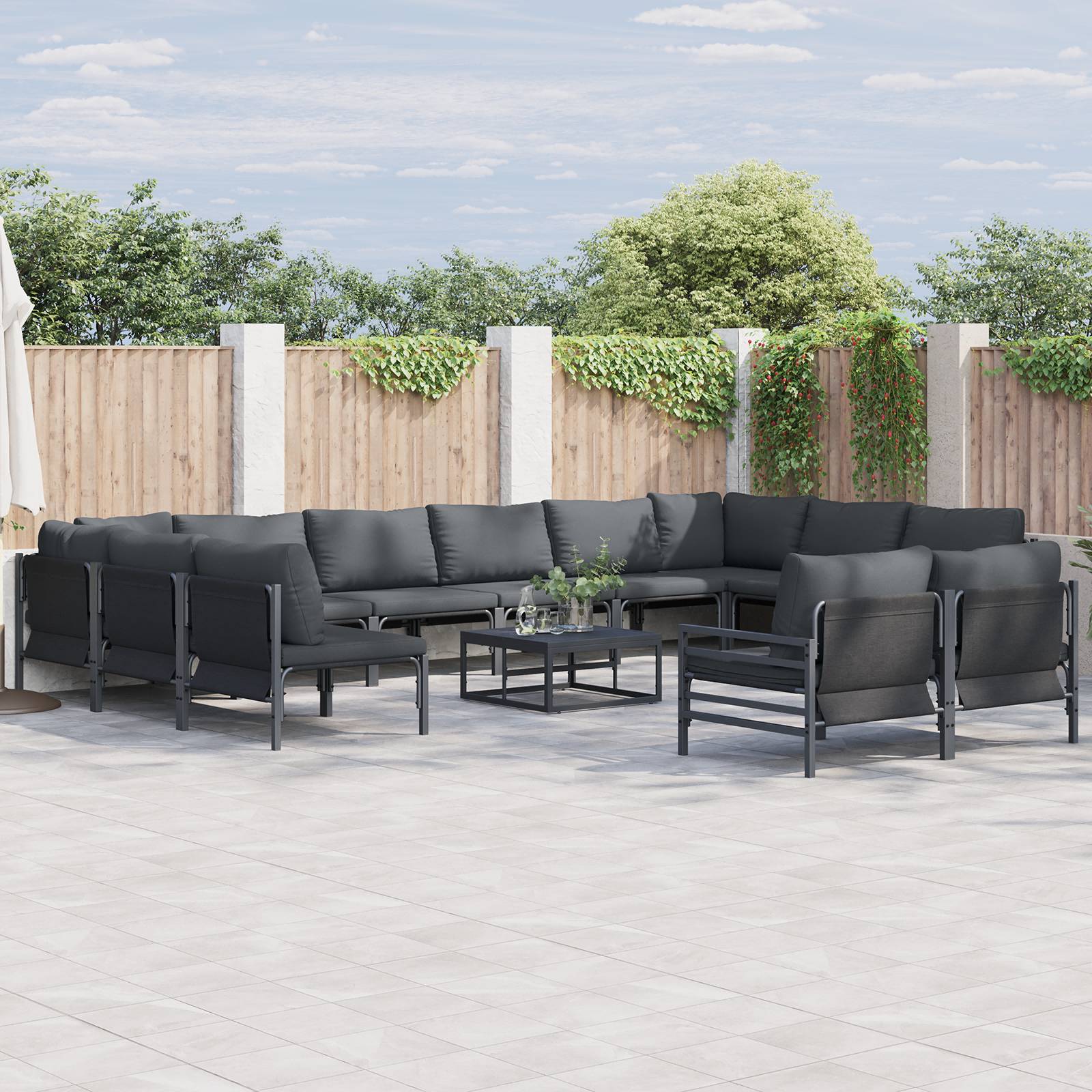 vidaXL Garten-Sofa-Set 12 pcs Anthrazit Stahl