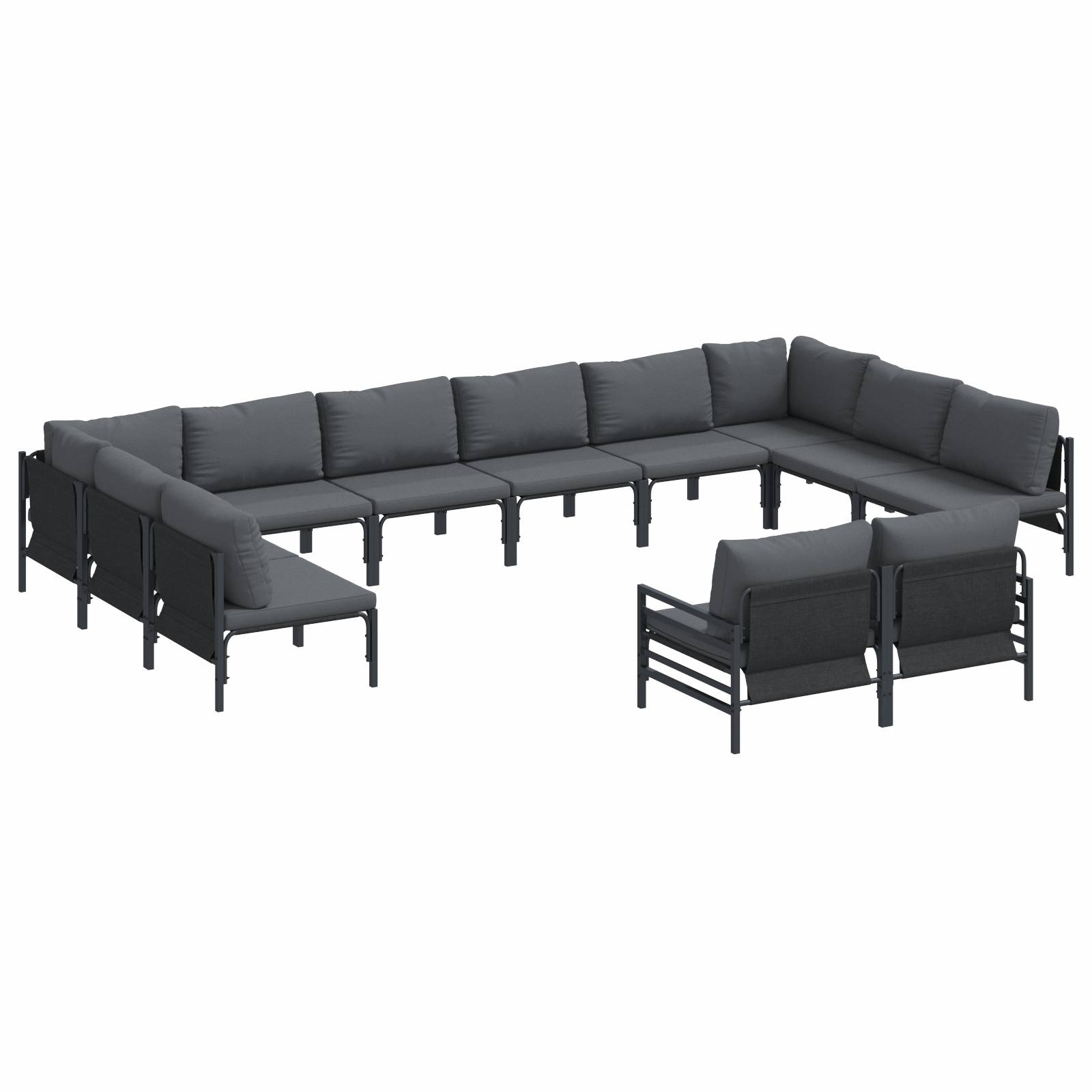vidaXL Garten-Sofa-Set 12 pcs Anthrazit Stahl