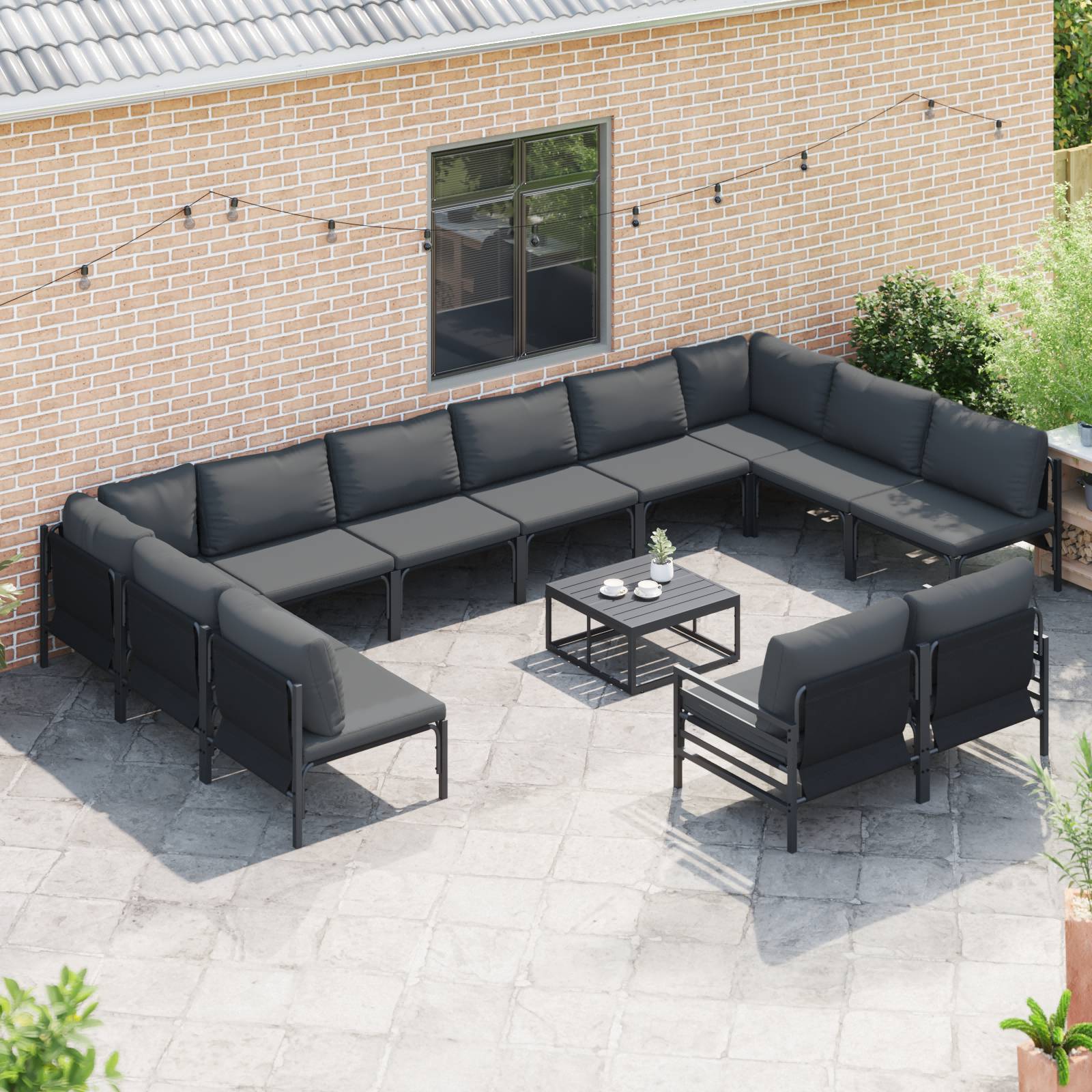 vidaXL Garten-Sofa-Set 12 pcs Anthrazit Stahl
