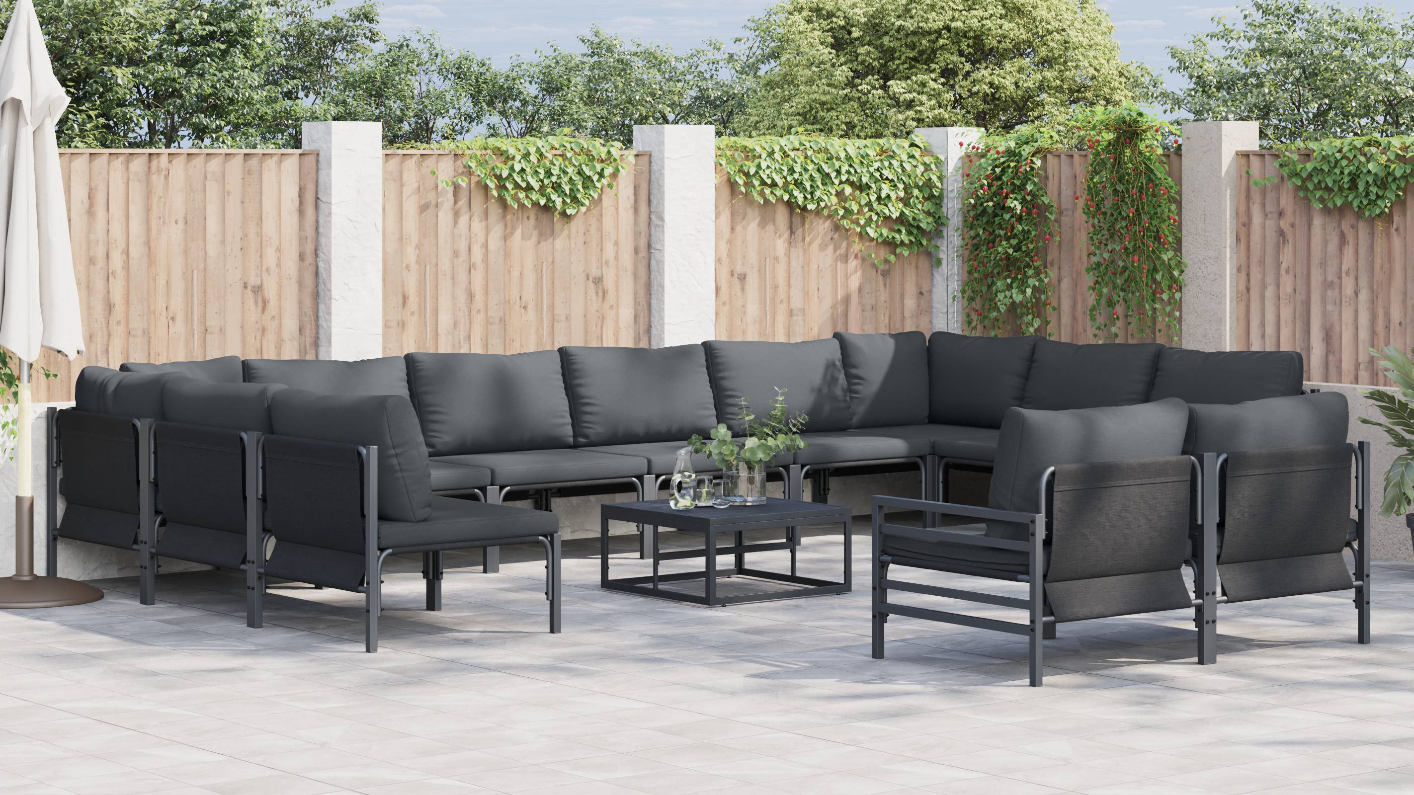 vidaXL Garten-Sofa-Set 12 pcs Anthrazit Stahl