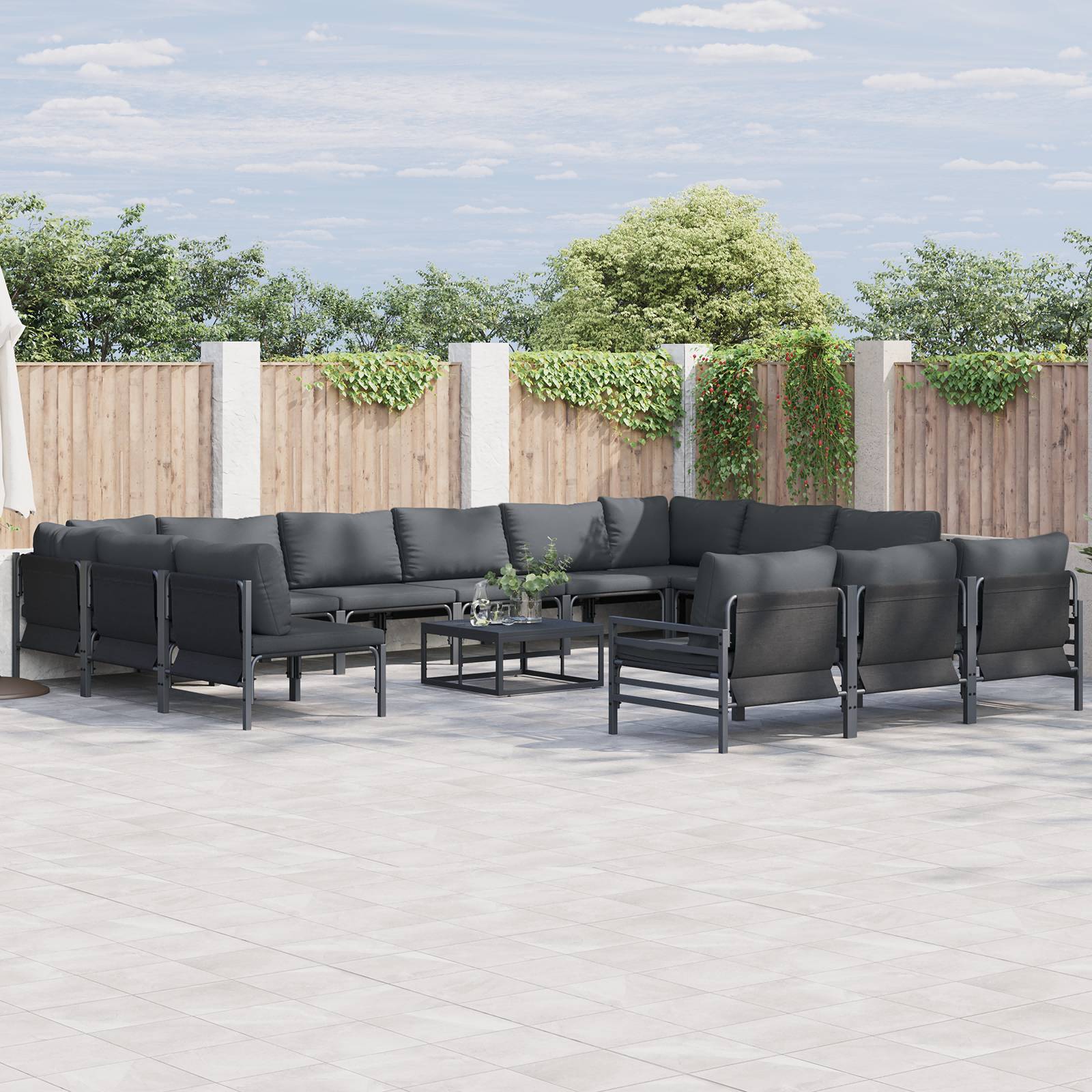 vidaXL Garten-Sofa-Set 14 pcs Anthrazit Stahl