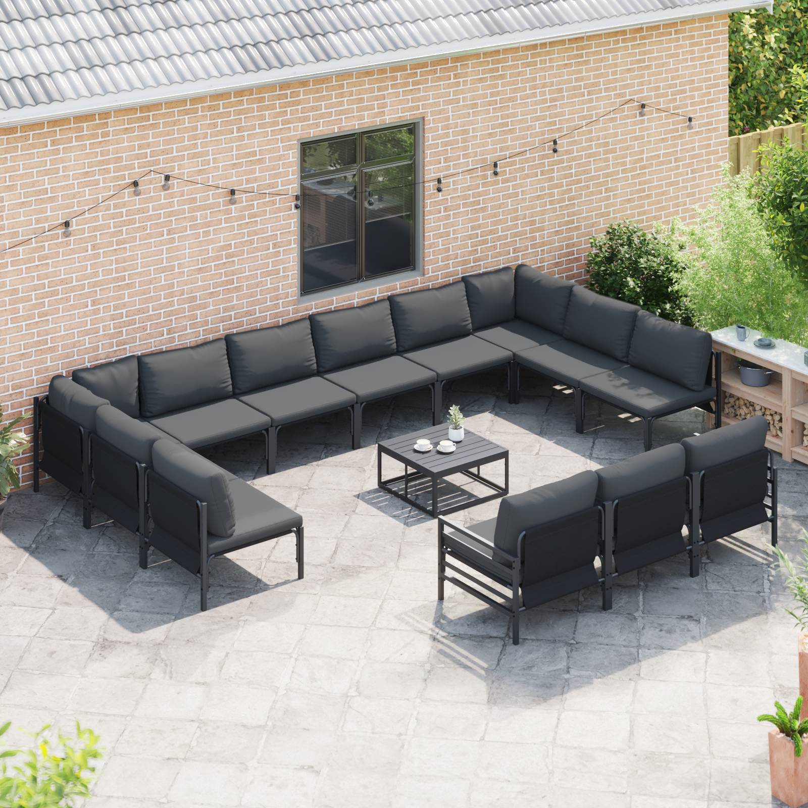 vidaXL Garten-Sofa-Set 14 pcs Anthrazit Stahl