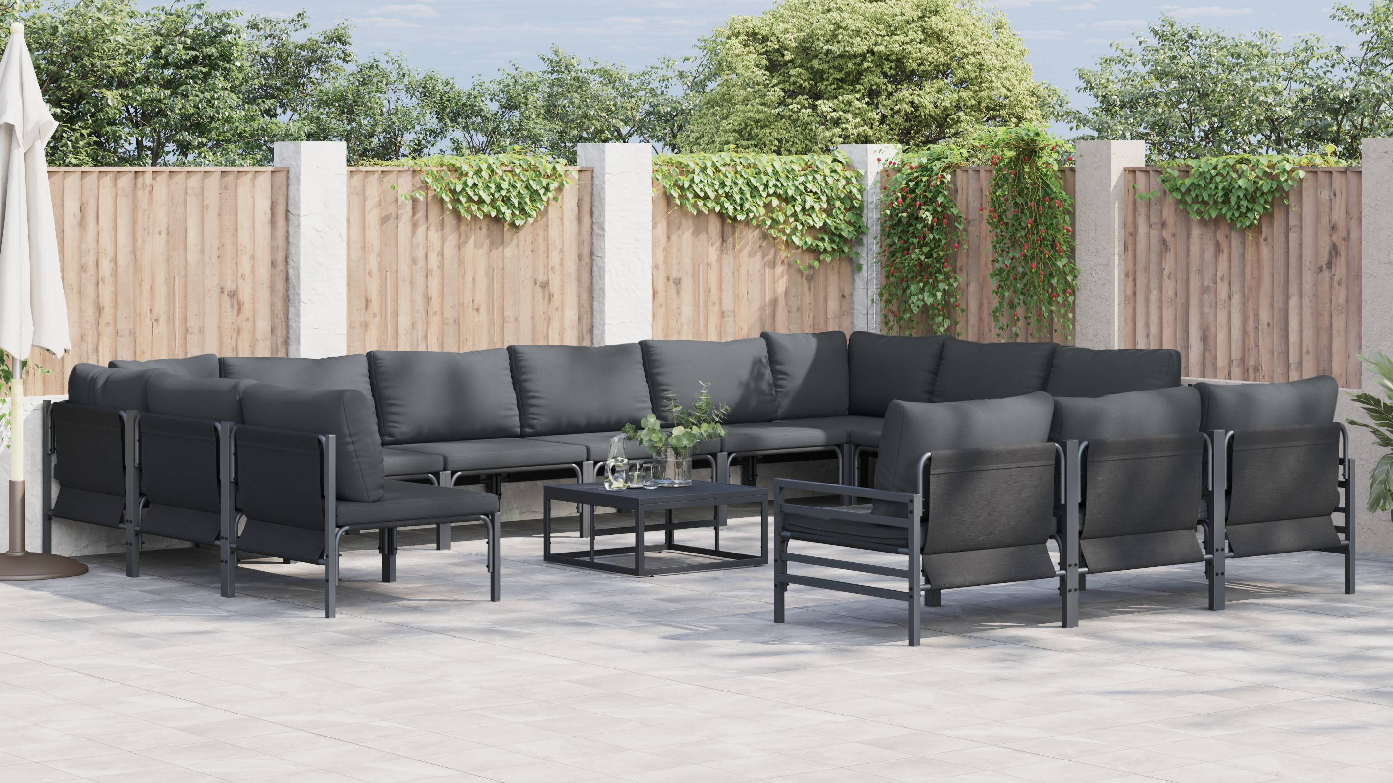 vidaXL Garten-Sofa-Set 14 pcs Anthrazit Stahl