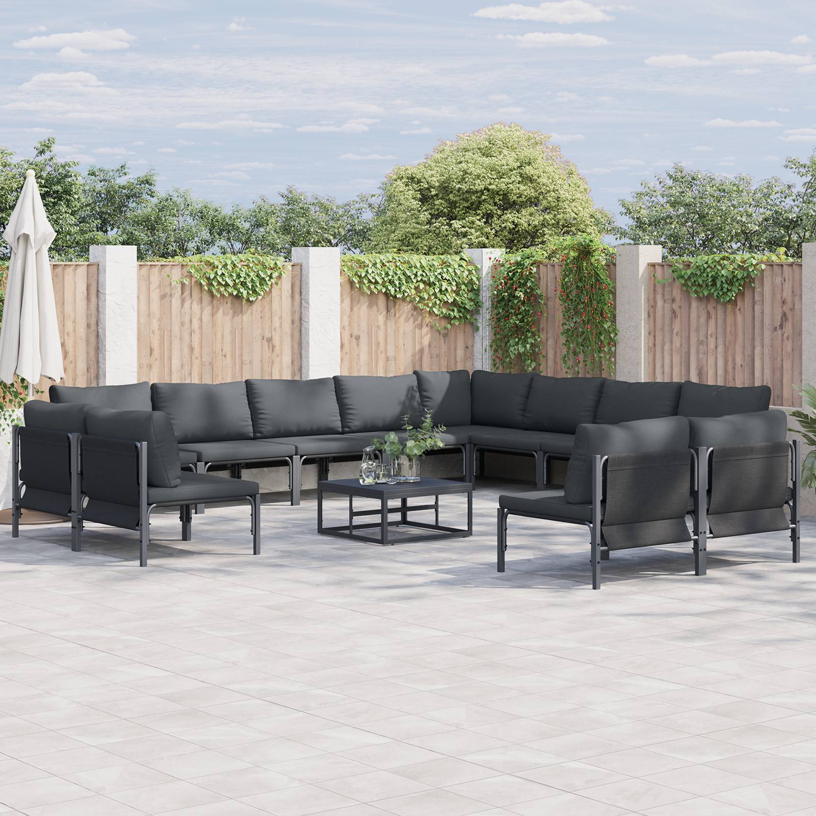 vidaXL Garten-Sofa-Set 13 pcs Anthrazit Stahl