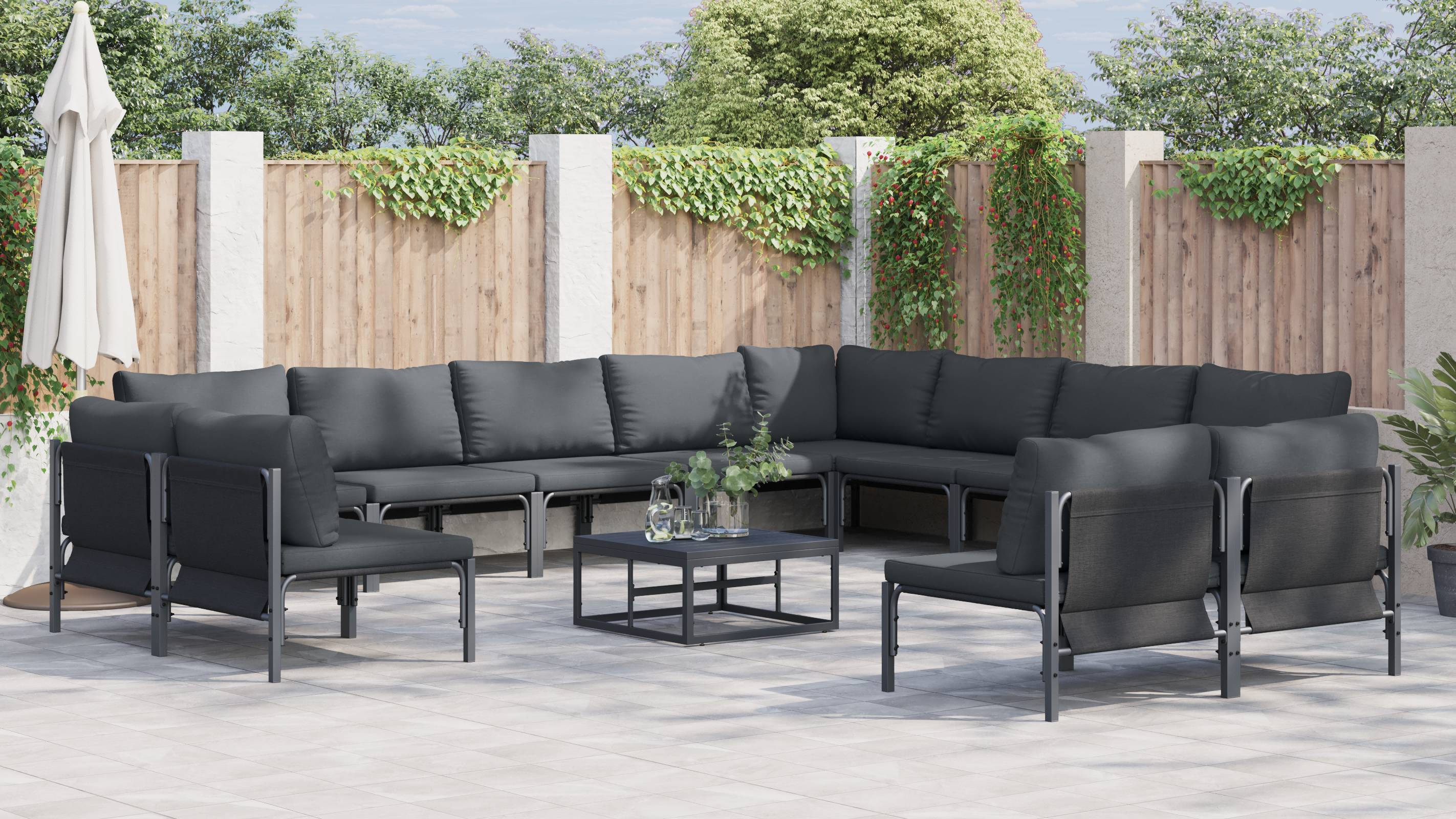 vidaXL Garten-Sofa-Set 13 pcs Anthrazit Stahl