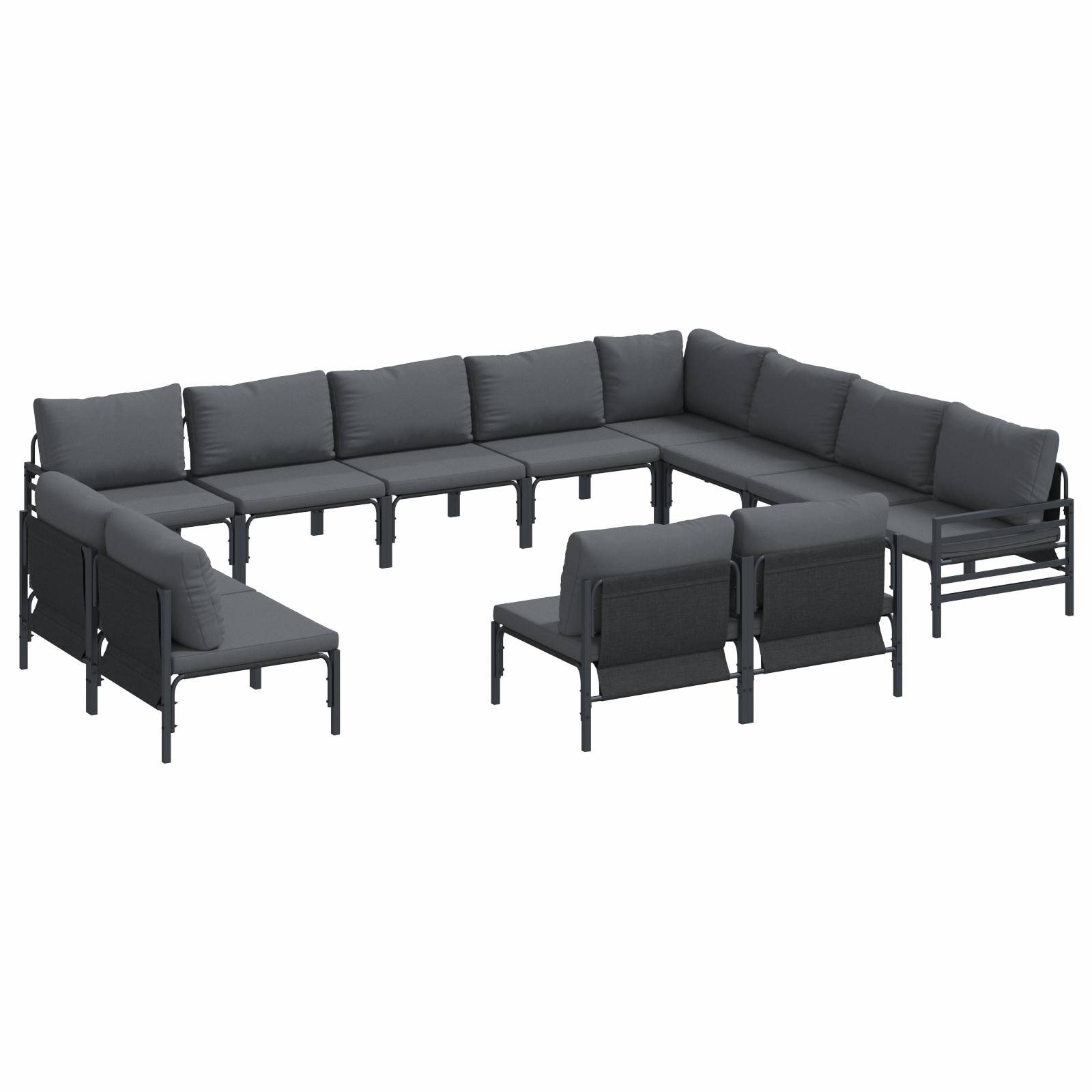 vidaXL Garten-Sofa-Set 12 pcs Anthrazit Stahl