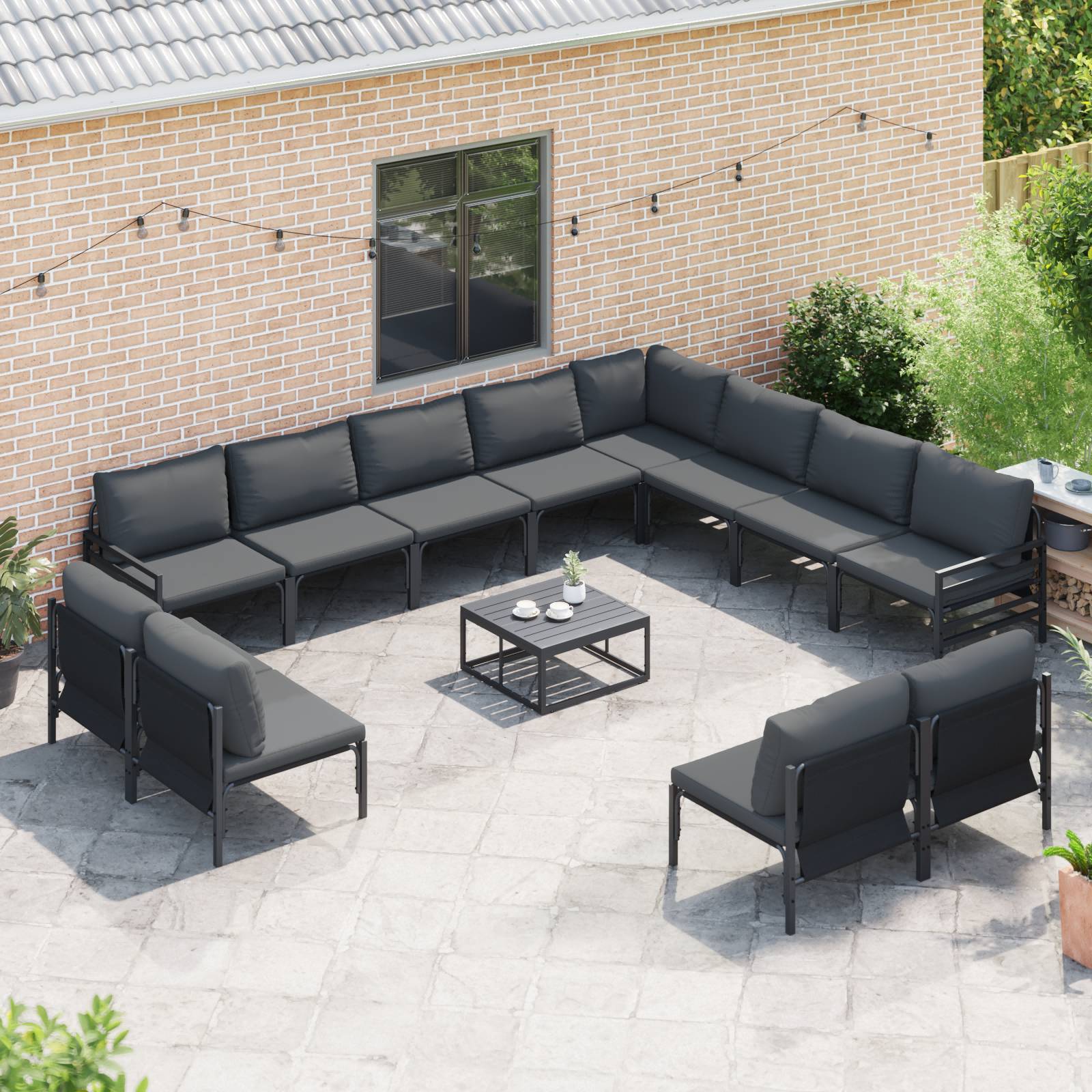 vidaXL Garten-Sofa-Set 13 pcs Anthrazit Stahl