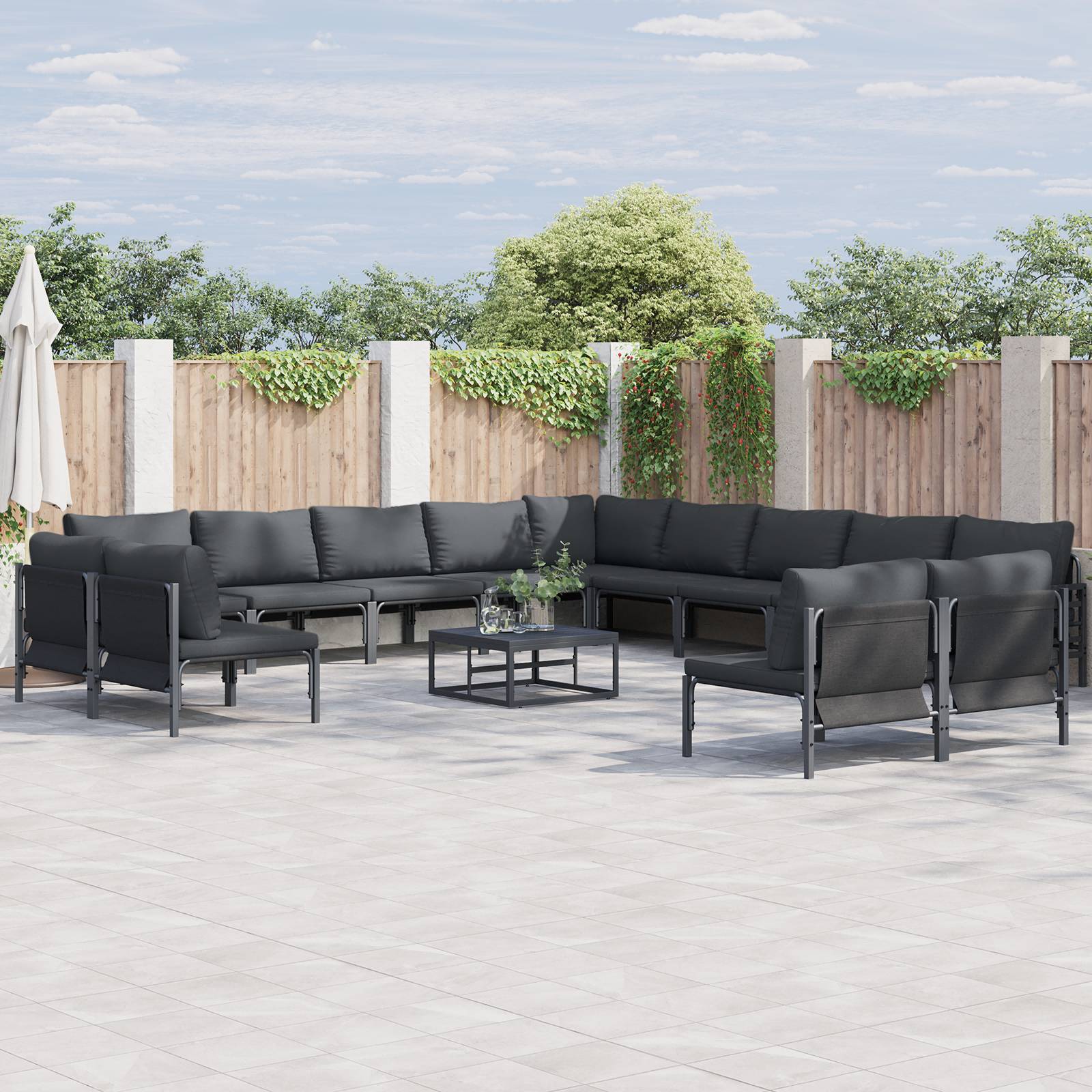 vidaXL Garten-Sofa-Set 13 pcs Anthrazit Stahl