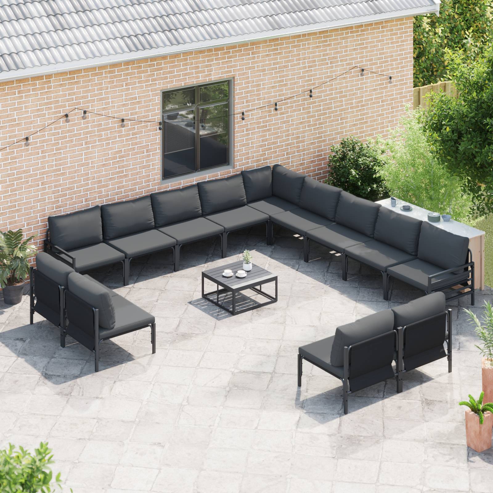 vidaXL Garten-Sofa-Set 13 pcs Anthrazit Stahl