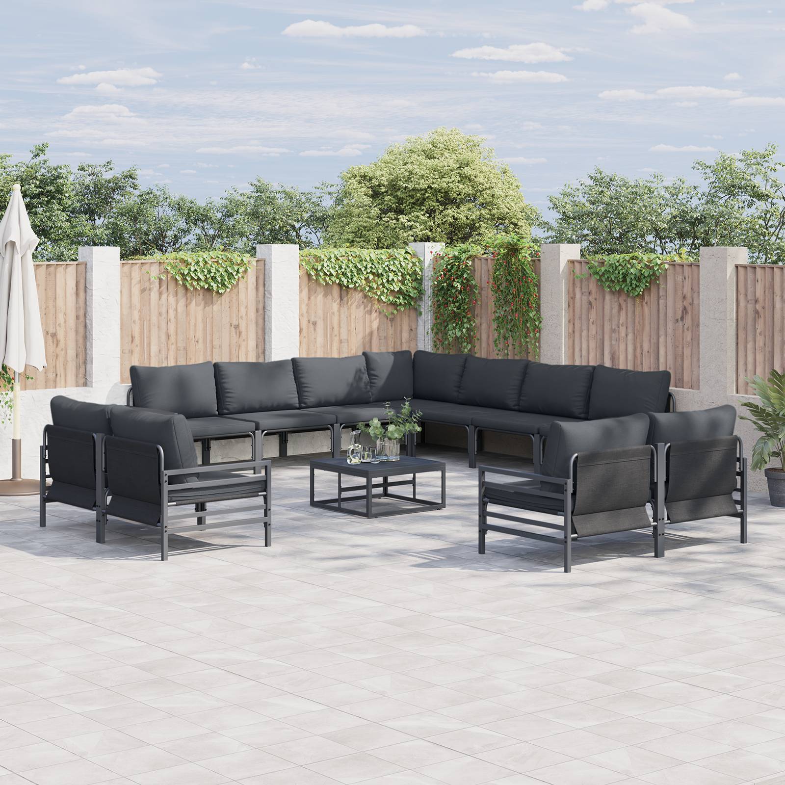 vidaXL Garten-Sofa-Set 11 pcs Anthrazit Stahl