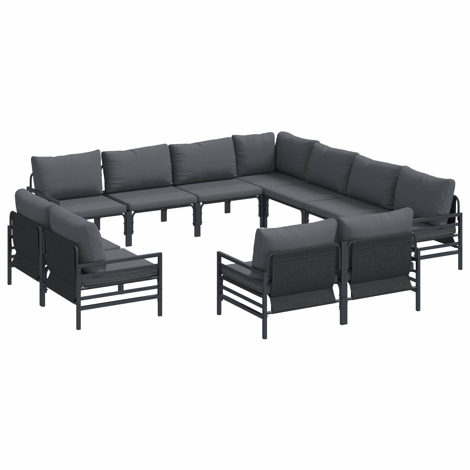 vidaXL Garten-Sofa-Set 11 pcs Anthrazit Stahl