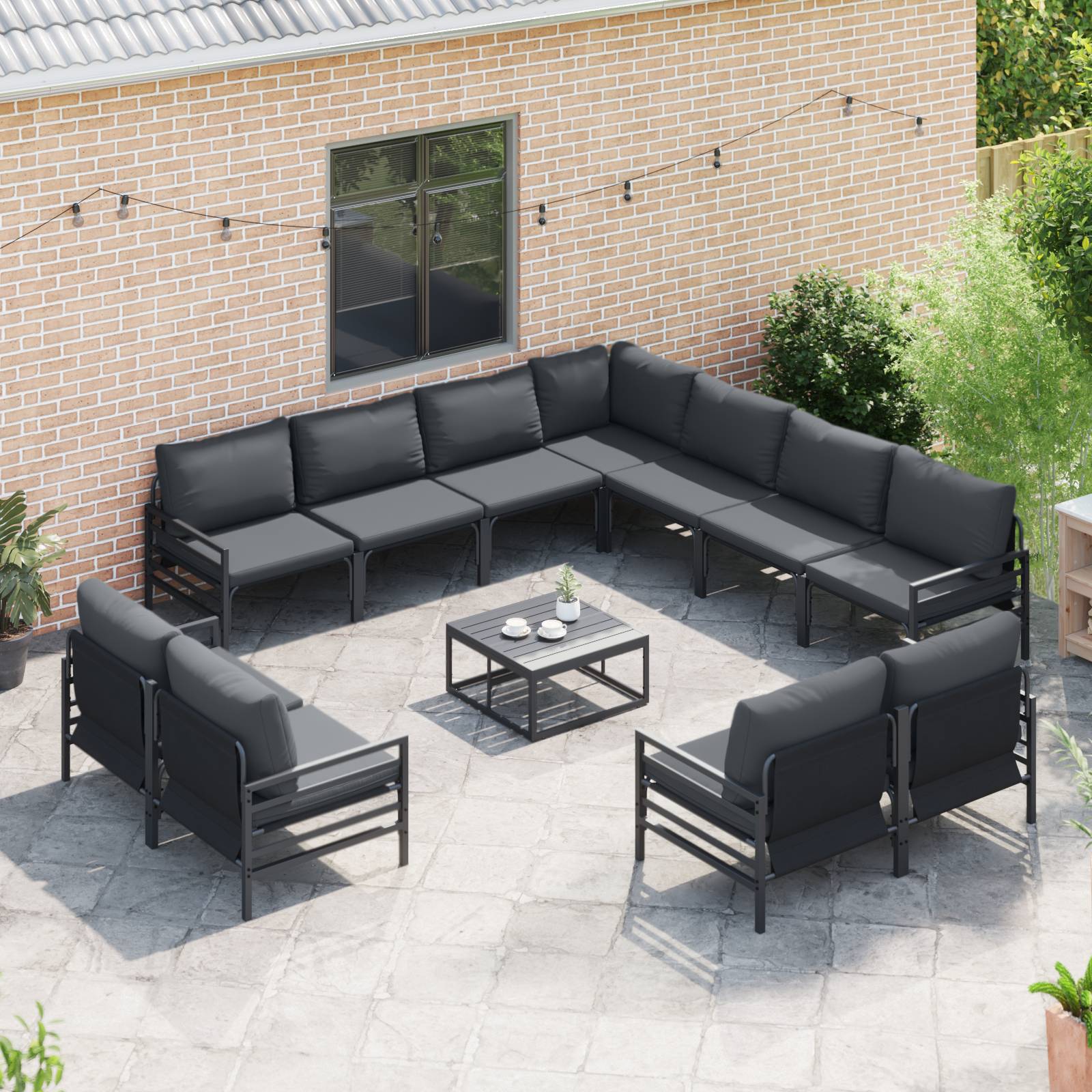 vidaXL Garten-Sofa-Set 11 pcs Anthrazit Stahl