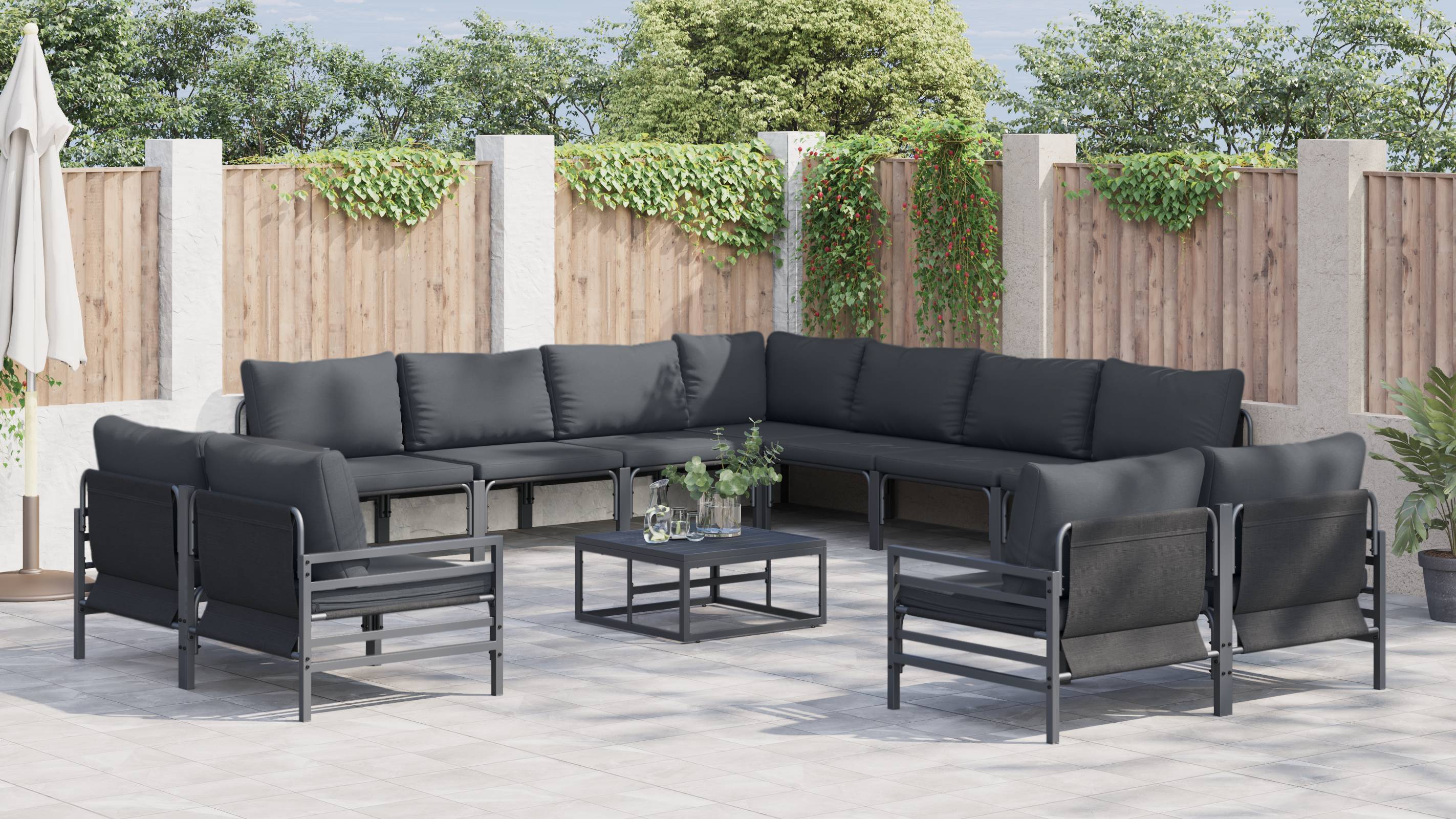 vidaXL Garten-Sofa-Set 11 pcs Anthrazit Stahl