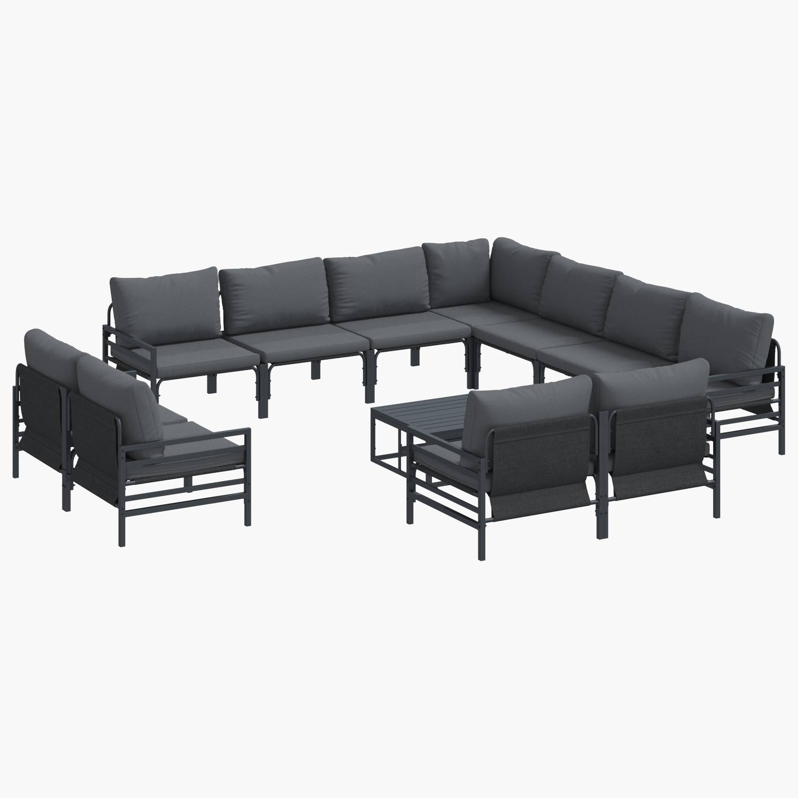 vidaXL Garten-Sofa-Set 12 pcs Anthrazit Stahl