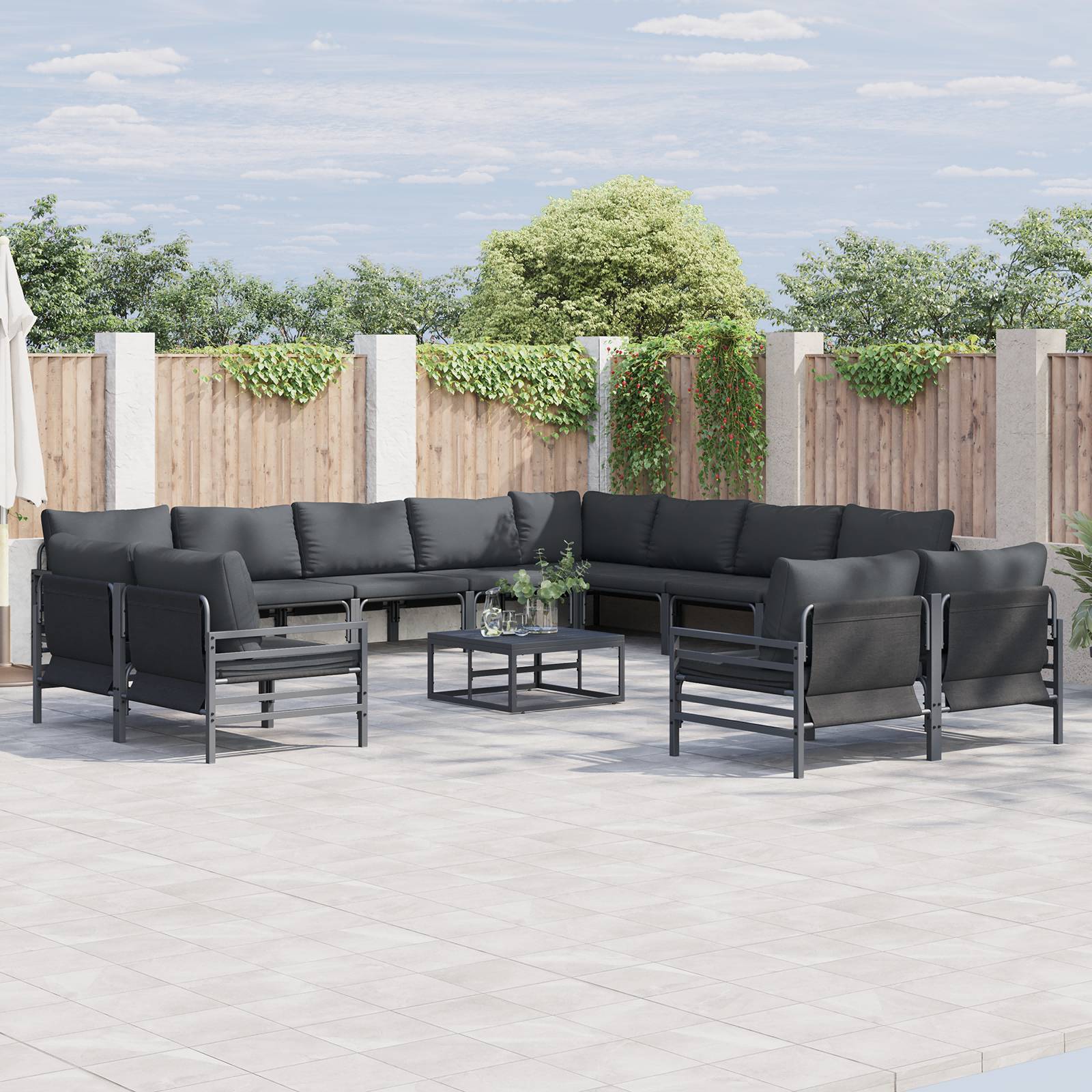 vidaXL Garten-Sofa-Set 13 pcs Anthrazit Stahl