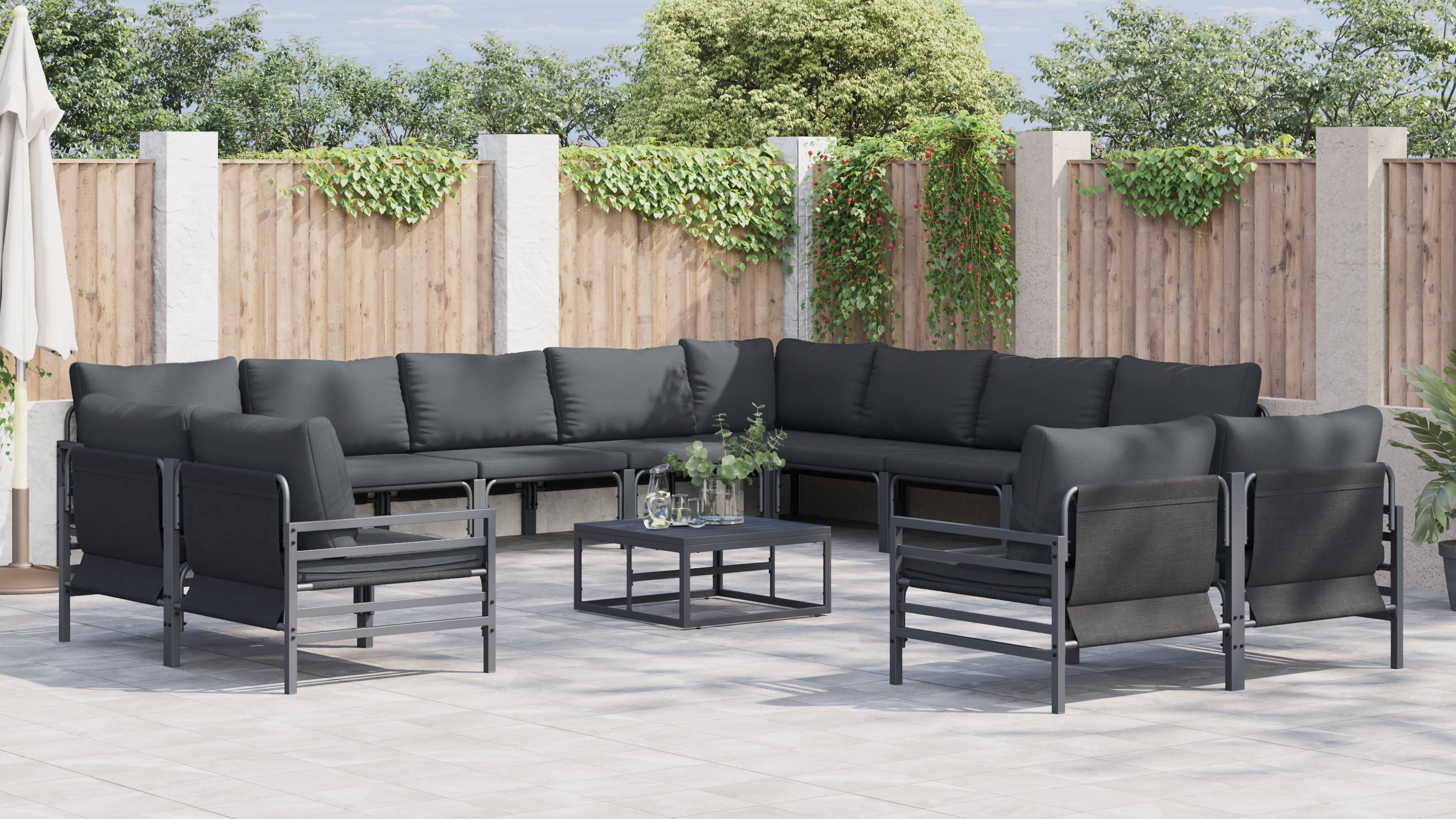 vidaXL Garten-Sofa-Set 13 pcs Anthrazit Stahl