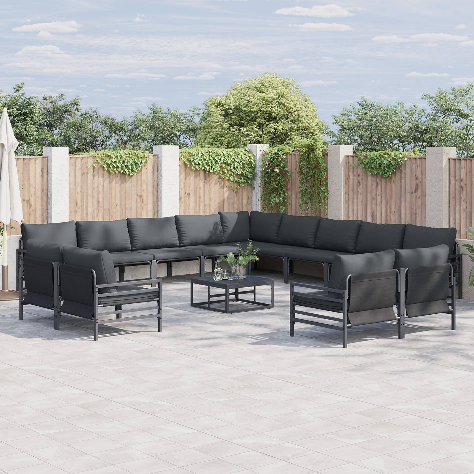 vidaXL Garten-Sofa-Set 13 pcs Anthrazit Stahl