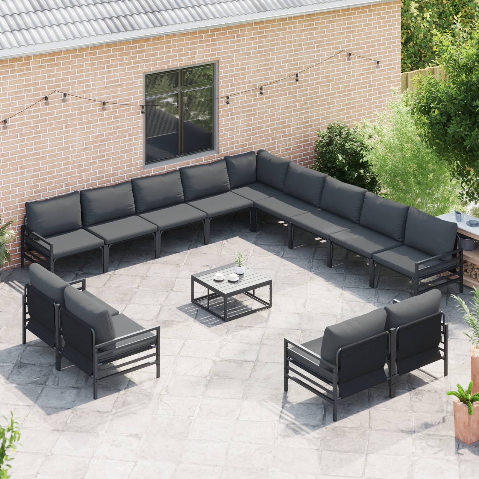 vidaXL Garten-Sofa-Set 13 pcs Anthrazit Stahl