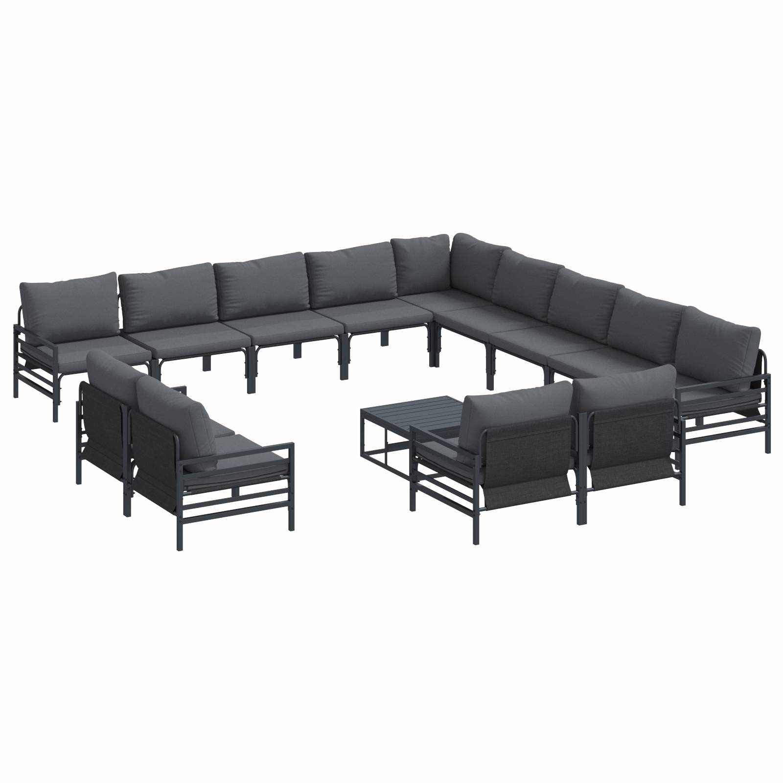 vidaXL Garten-Sofa-Set 14 pcs Anthrazit Stahl