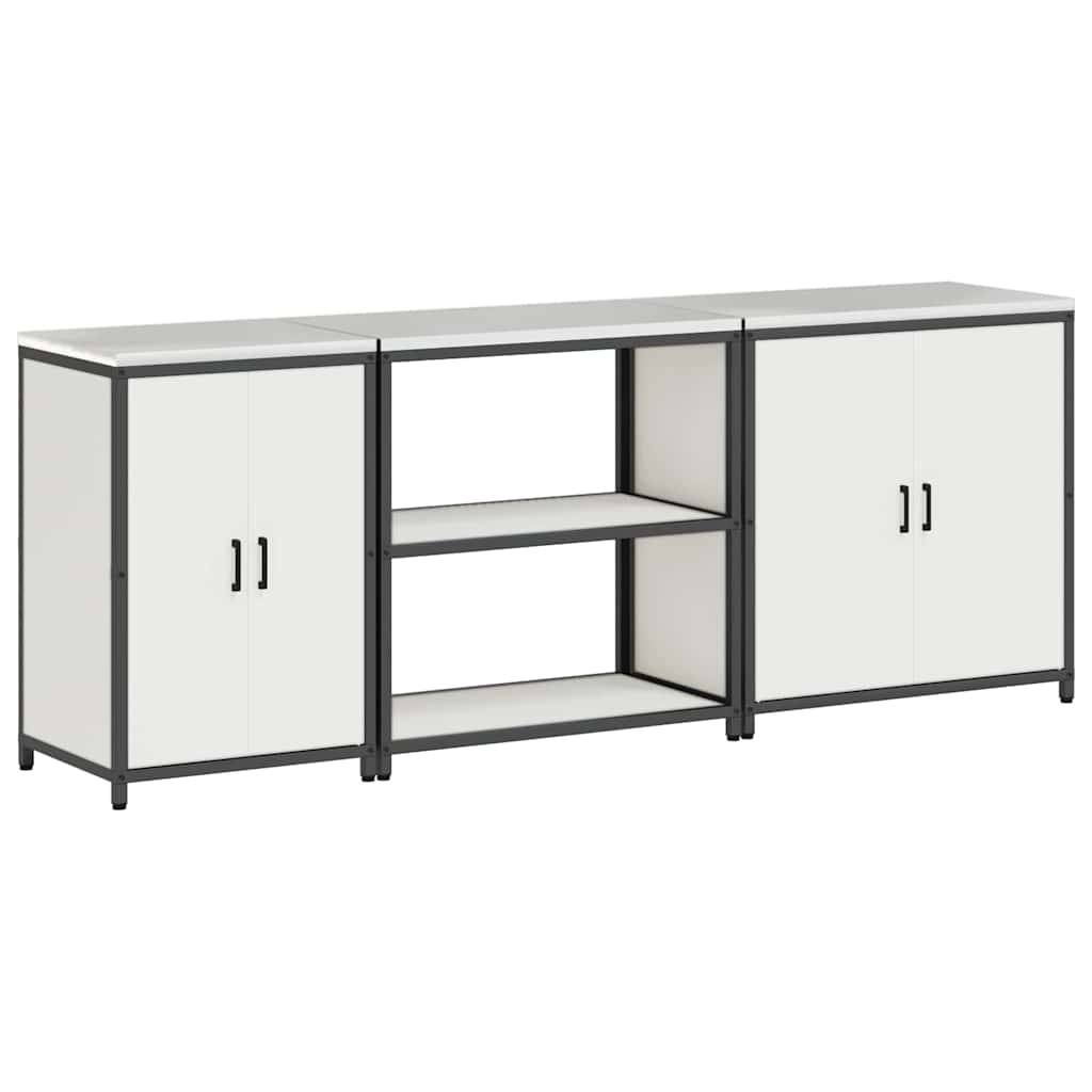 vidaXL Küchenaufbewahrungsset mit Regal Sonstiges mit Speicher mit Tür 3 pcs Weiß 210 x 50 x 92 cm