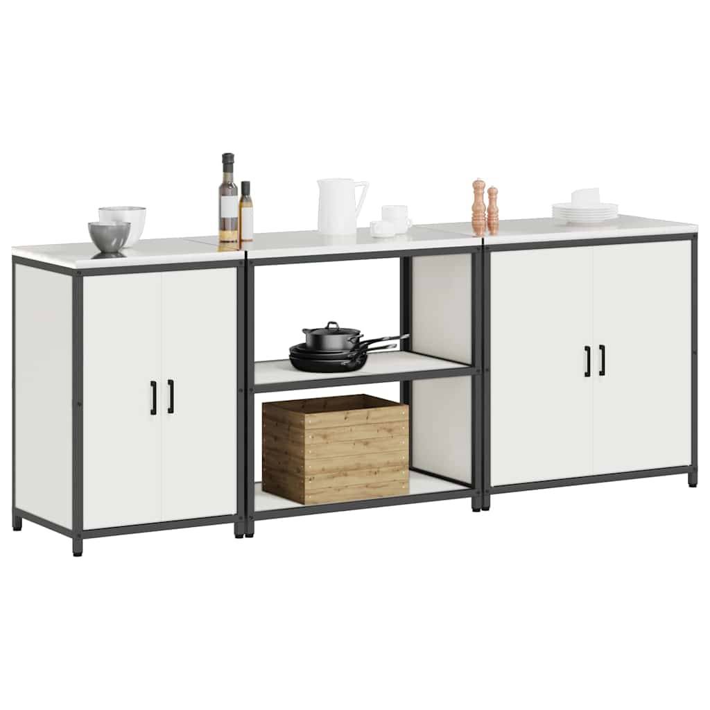 vidaXL Küchenaufbewahrungsset mit Regal Sonstiges mit Speicher mit Tür 3 pcs Weiß 210 x 50 x 92 cm