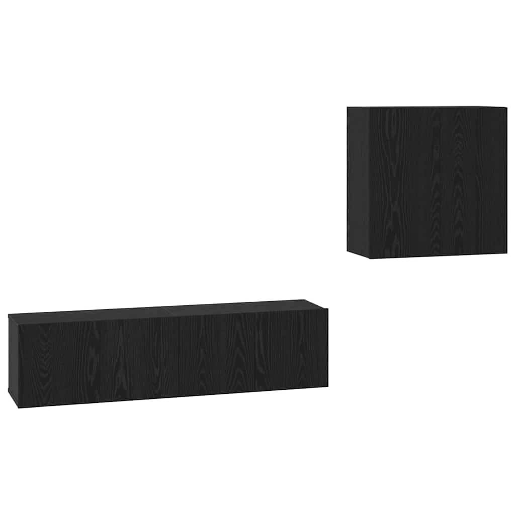 vidaXL TV-Schrank-Set mit Regal 4 pcs Schwarz Eiche 120 x 30 x 30 cm