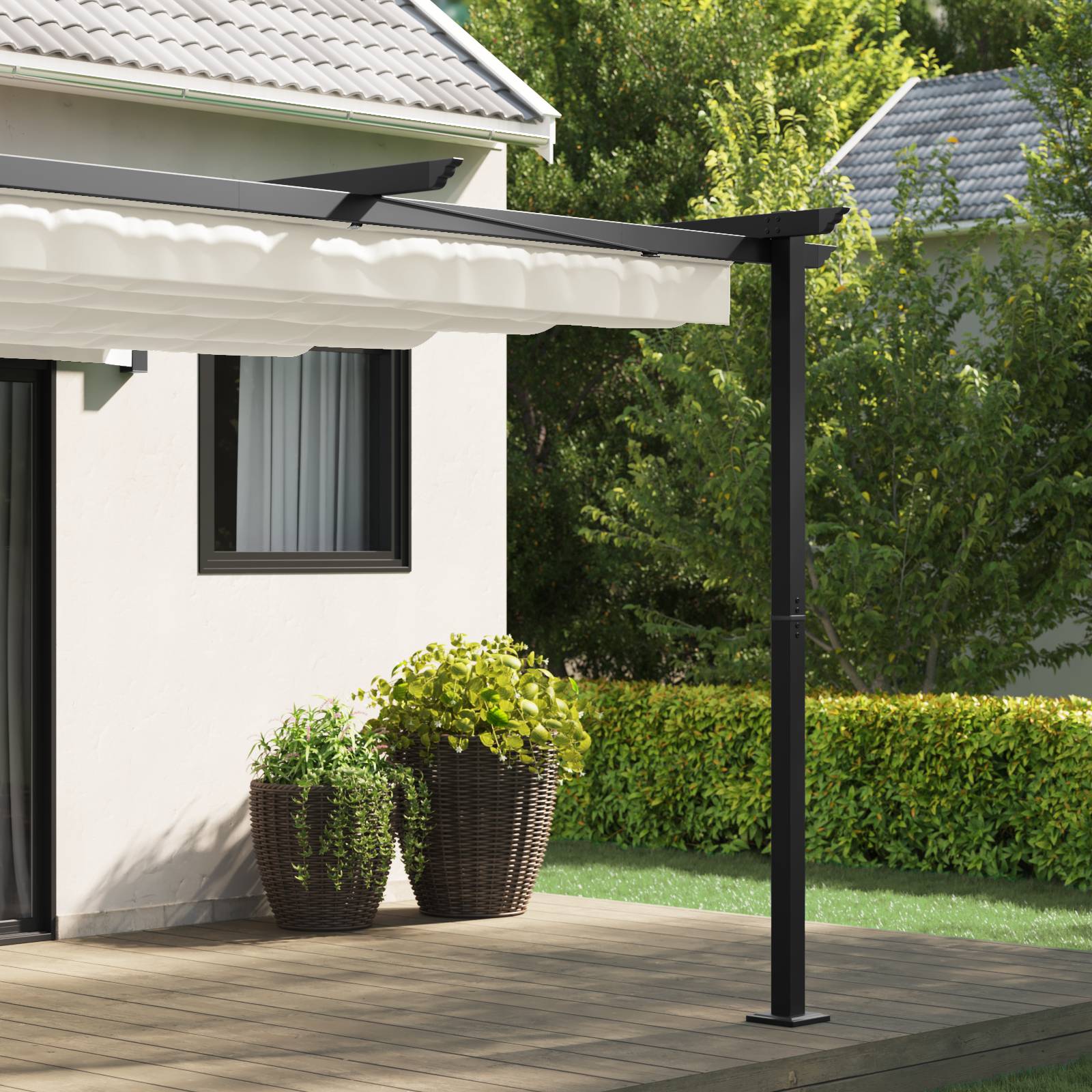 vidaXL Wandmontierter Pavillon Creme 3 x 3 m Stahl