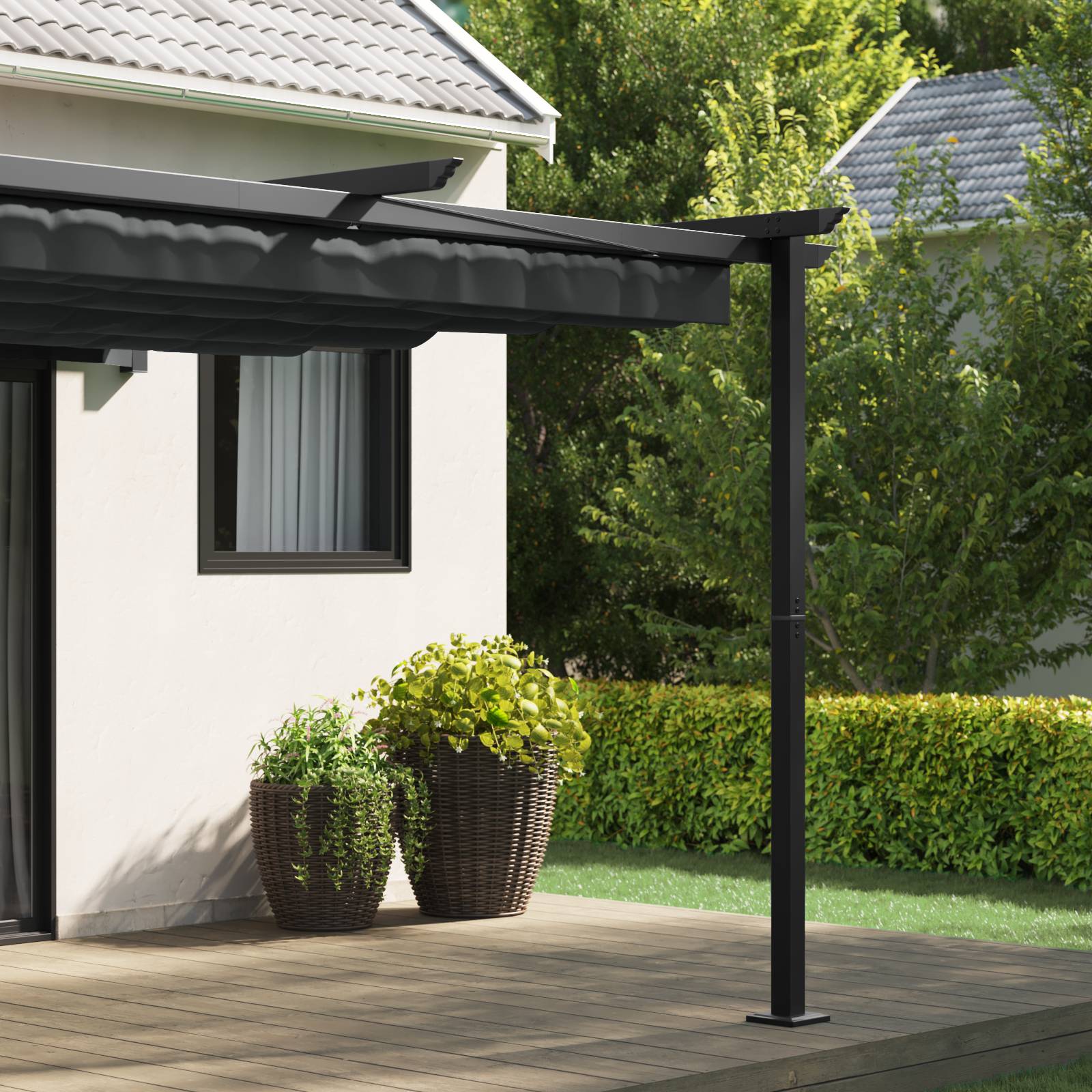 vidaXL Wandmontierter Pavillon Anthrazit 3 x 3 m Stahl