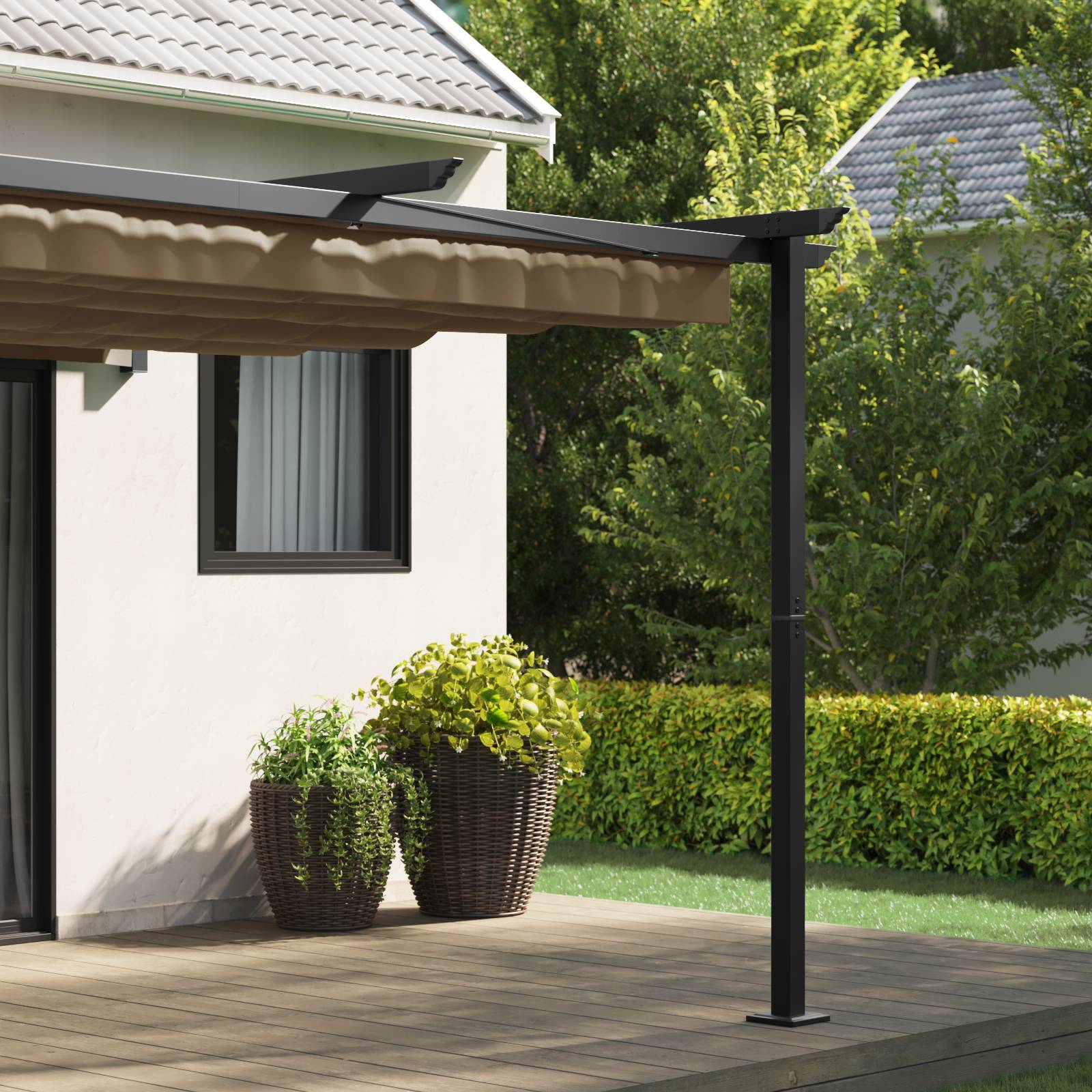 vidaXL Wandmontierter Pavillon Taupe 3 x 3 m Stahl